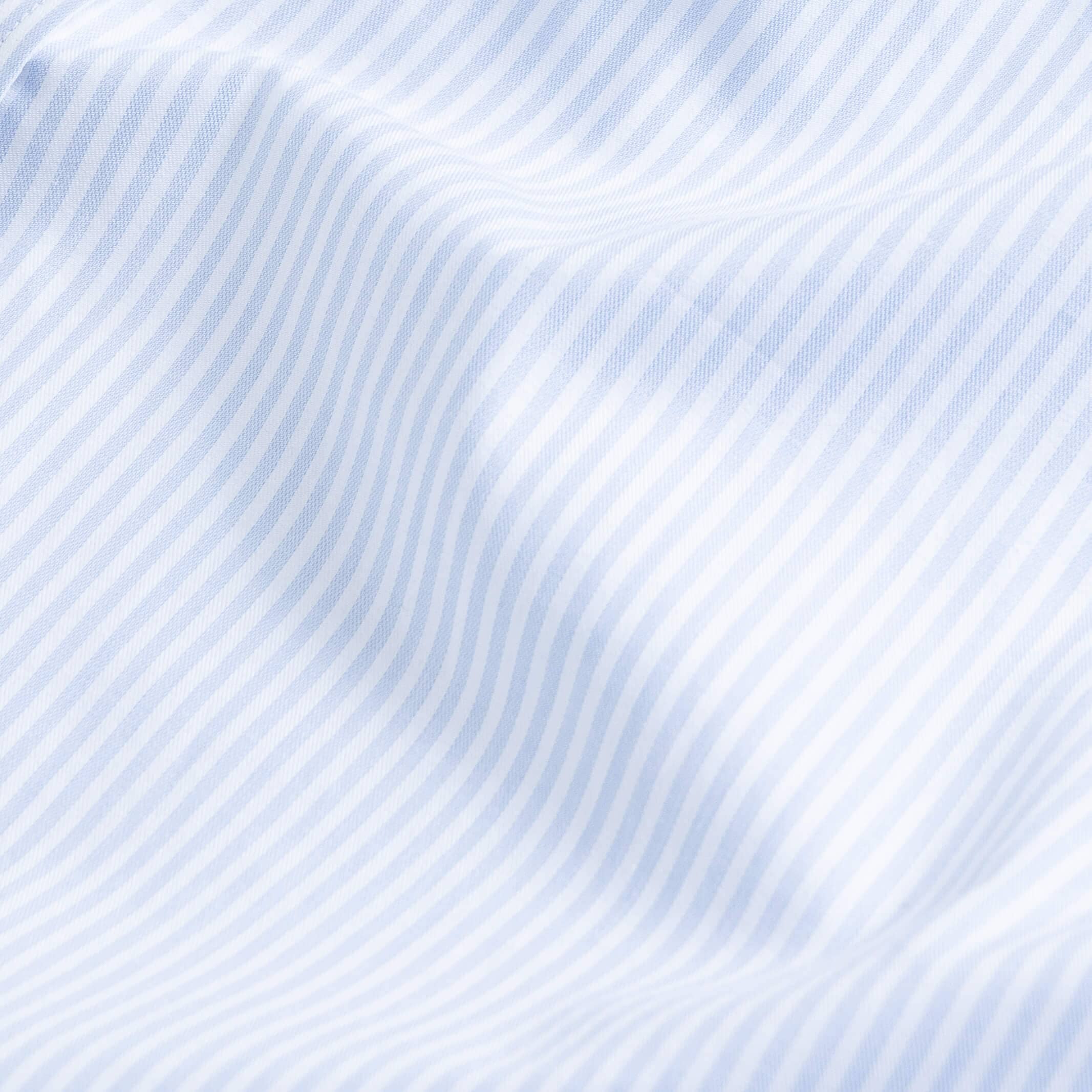 The Sky Blue Albini Bengal Stripe Ellington Twill Custom Shirt Custom Dress Shirt- Ledbury