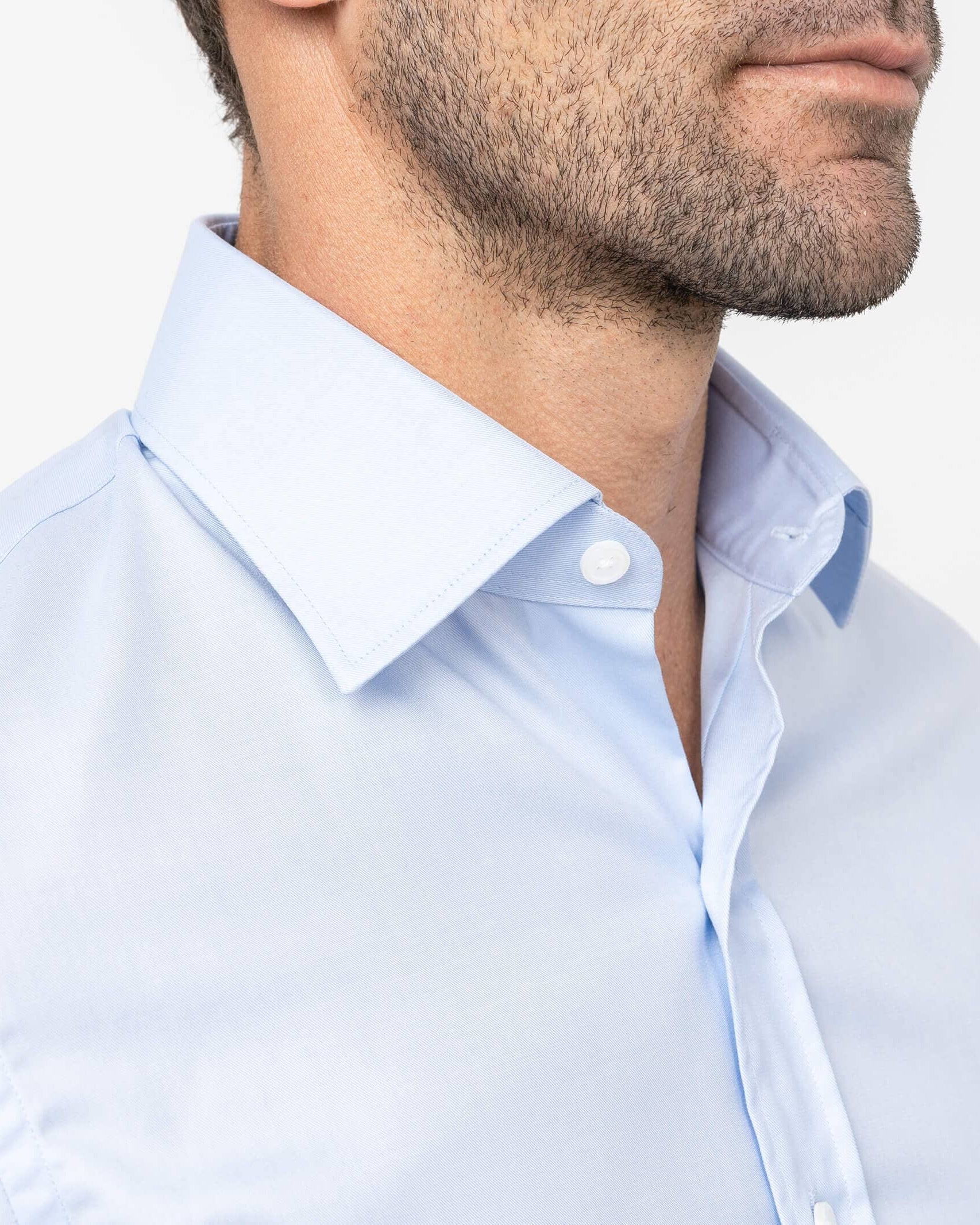 The Light Blue Albini Ellington Twill Custom Shirt Custom Dress Shirt- Ledbury