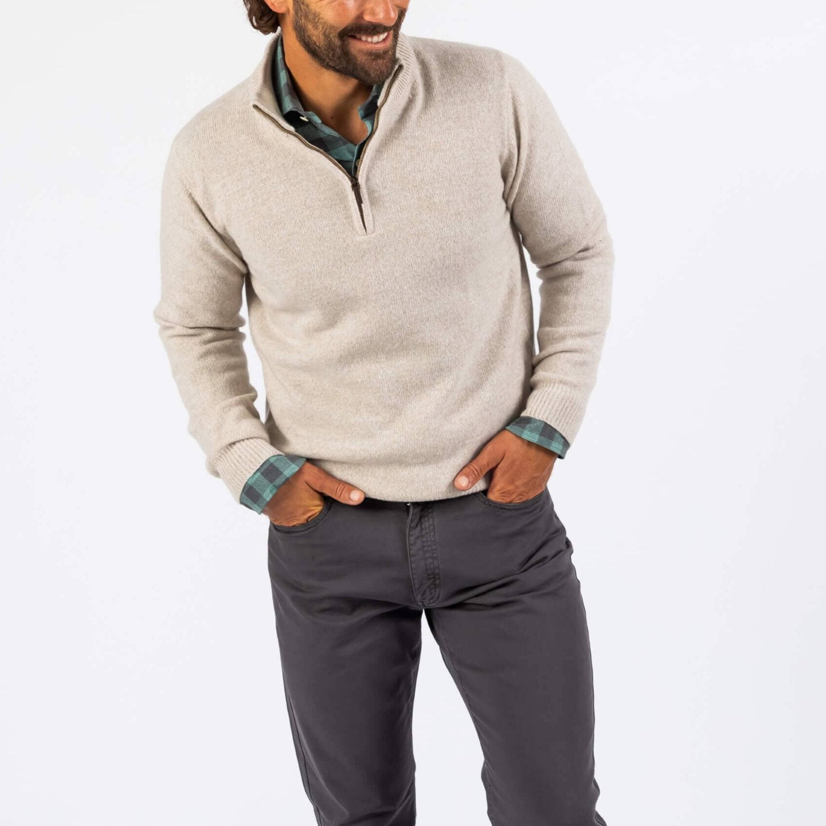 The Oatmeal Heather Ashton Quarter-Zip Sweater Sweater- Ledbury