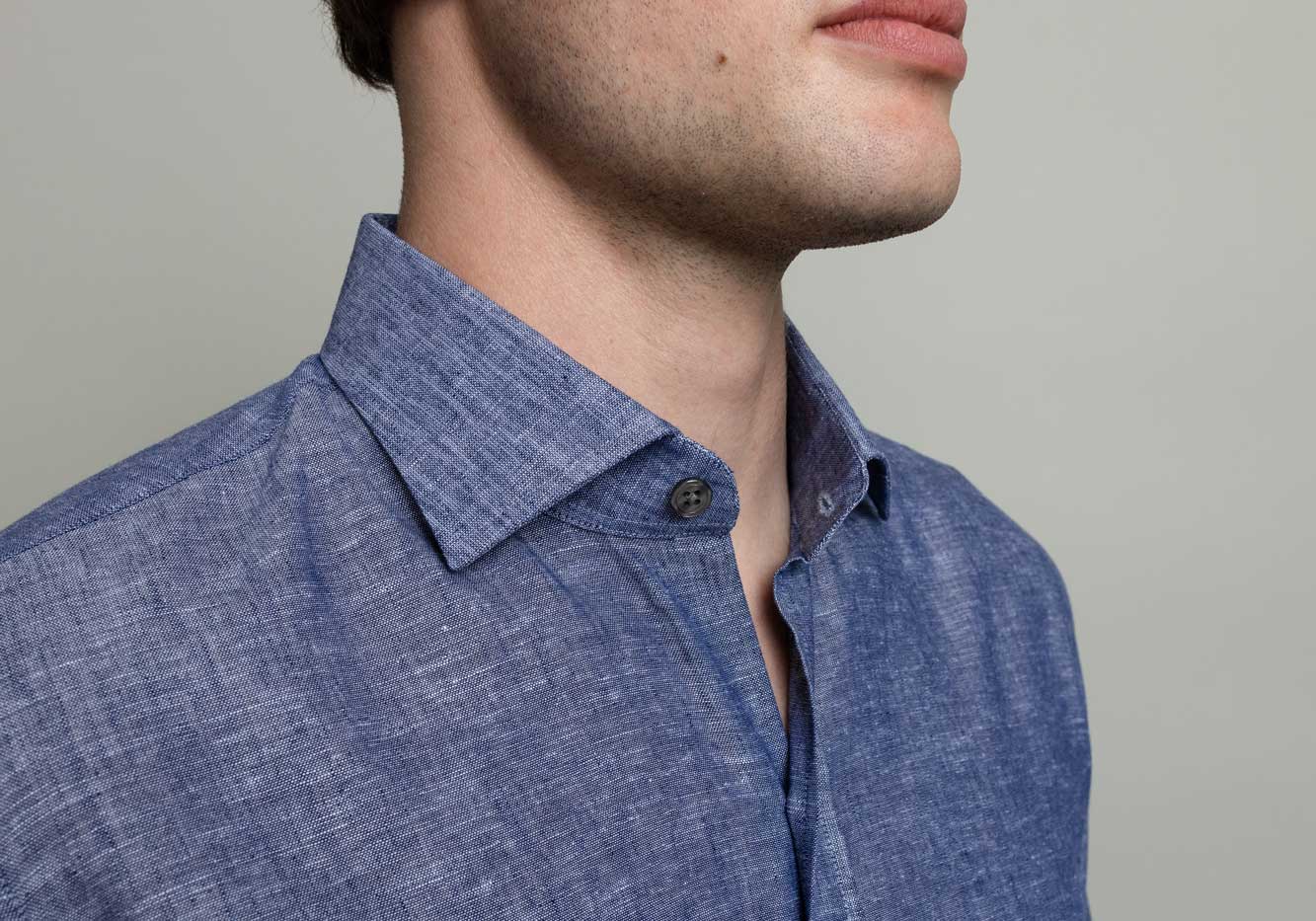 The Navy Barton Chambray Dress Shirt Dress Shirt- Ledbury