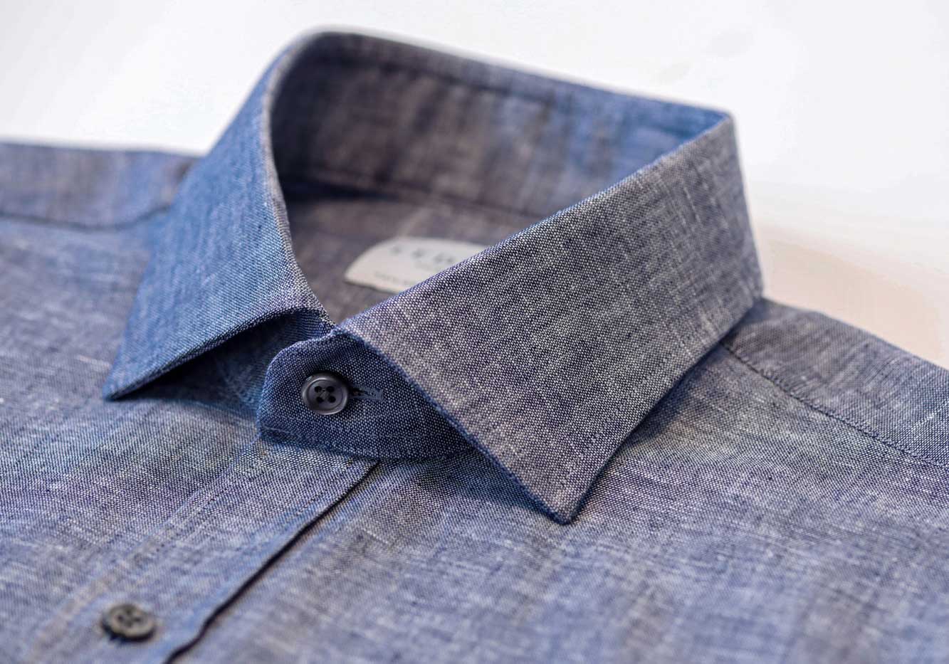 The Navy Barton Chambray Dress Shirt Dress Shirt- Ledbury