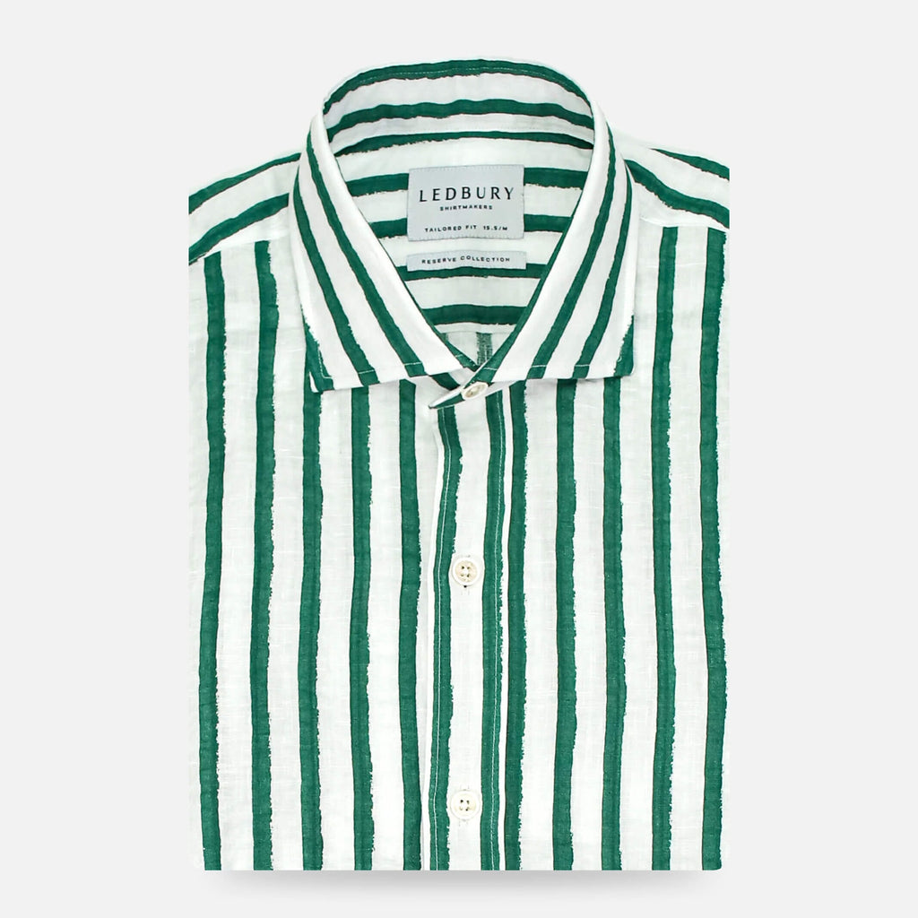 The Albini Bellamy Seersucker Striped Linen Custom Shirt Custom Casual Shirt- Ledbury