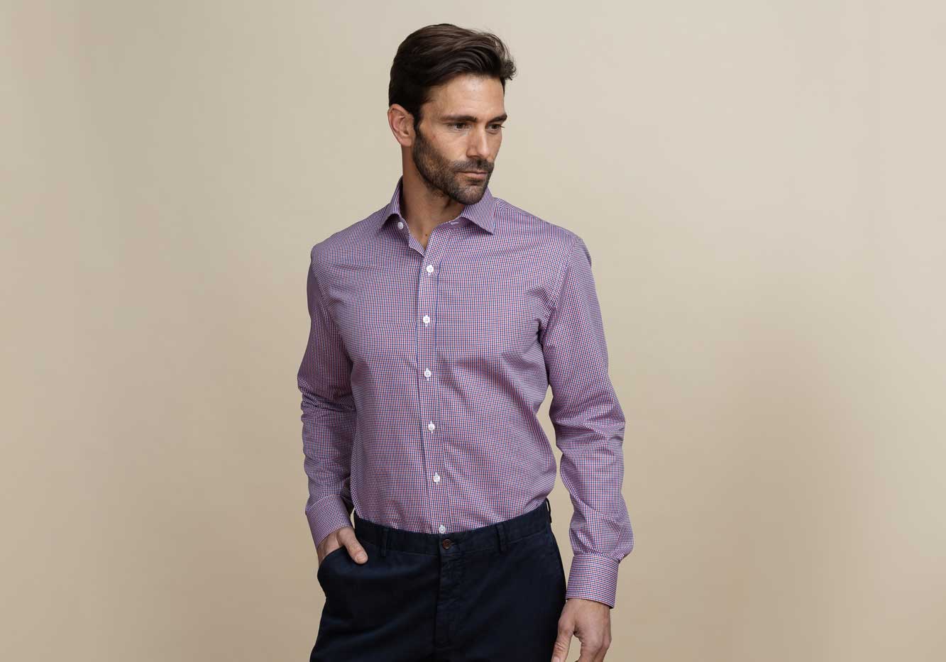 The Red Bressett Tattersall Custom Shirt Custom Dress Shirt- Ledbury
