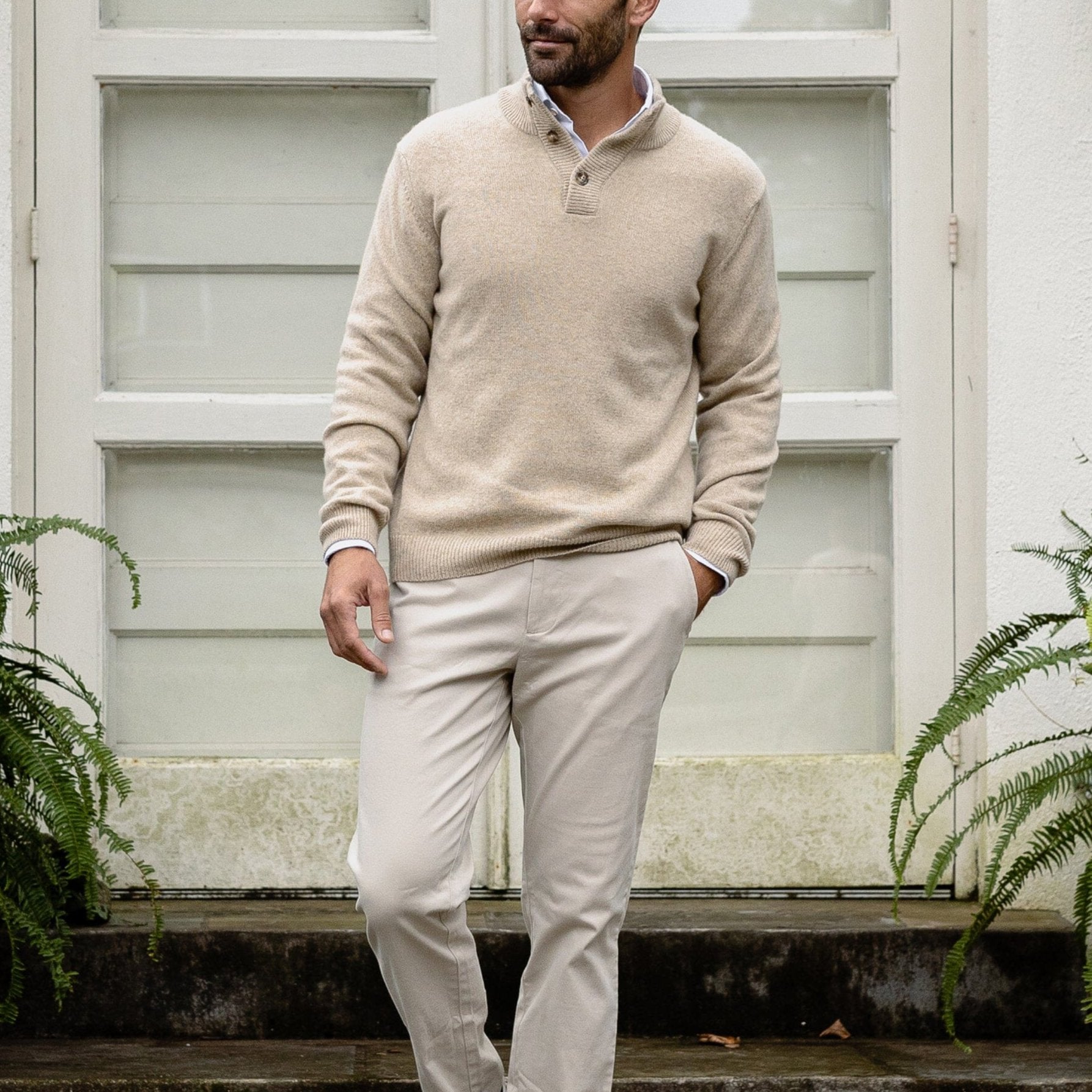The Camel Heather Brewer Mock Neck Sweater Sweater- Ledbury