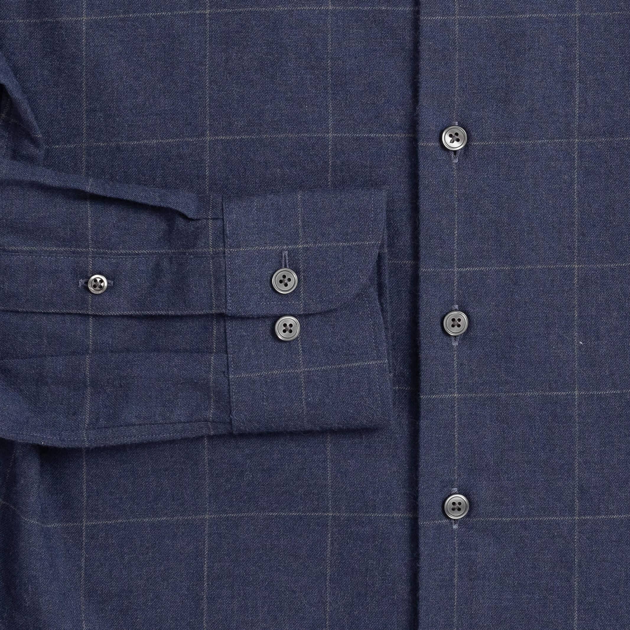 The Navy Heather Cardwell Cashmere Windowpane Custom Shirt Custom Casual Shirt- Ledbury