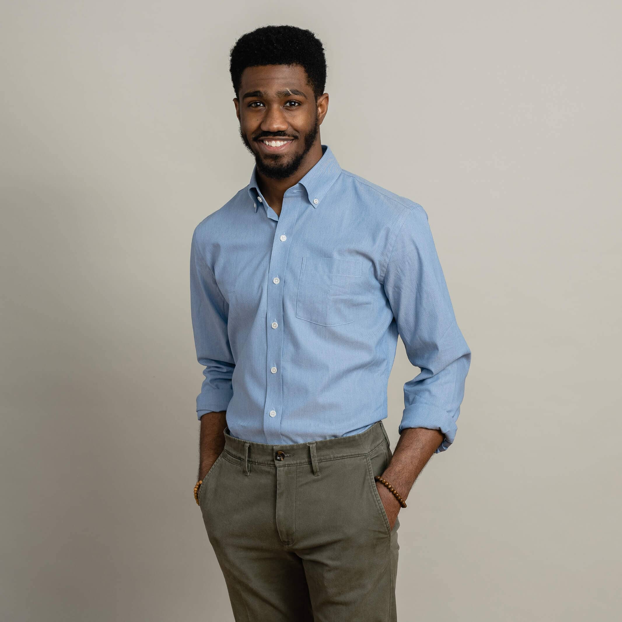 The Washed Indigo Chano Stretch Custom Shirt Custom Casual Shirt- Ledbury