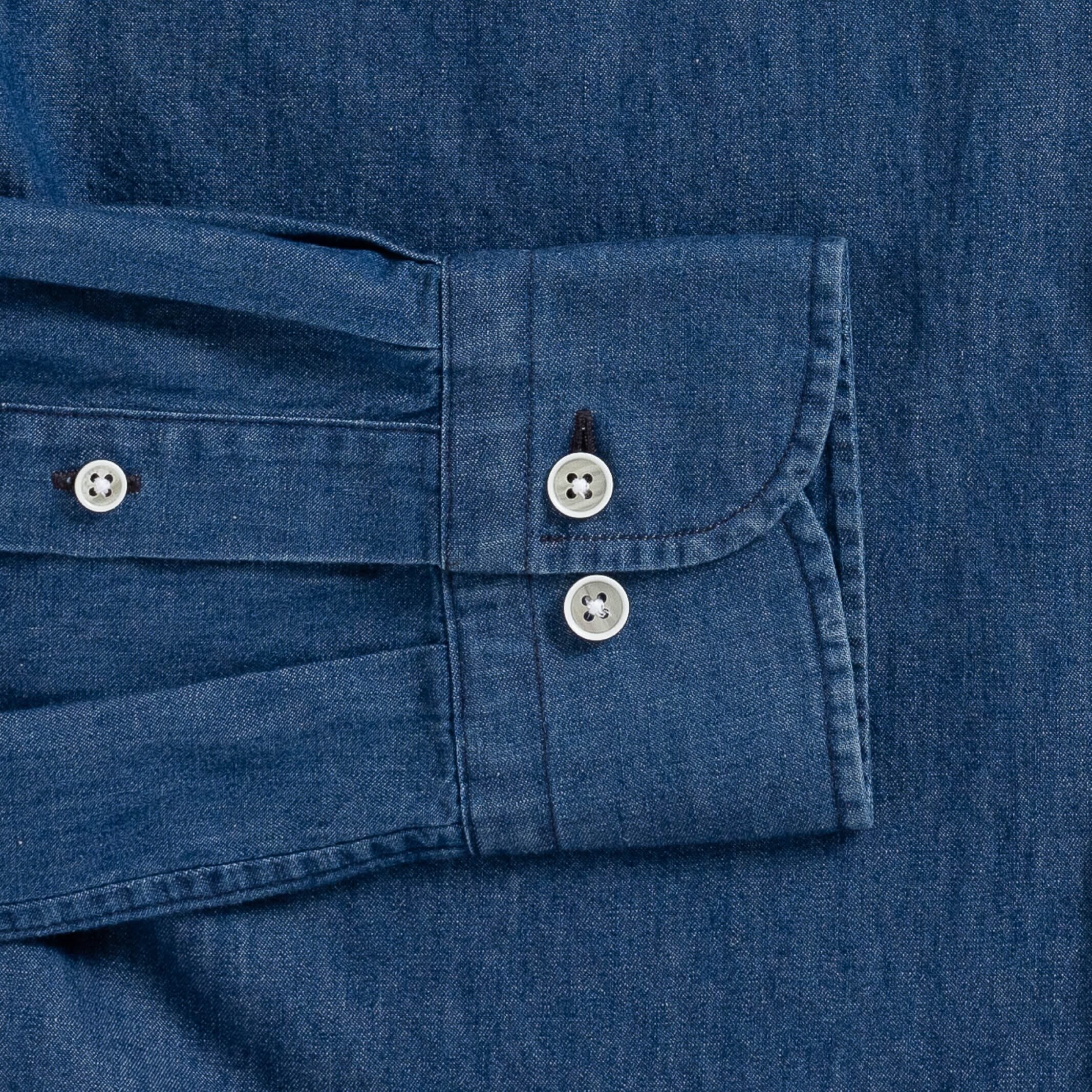 The Denim Blue Charlap Indigo Denim Custom Shirt Custom Casual Shirt- Ledbury