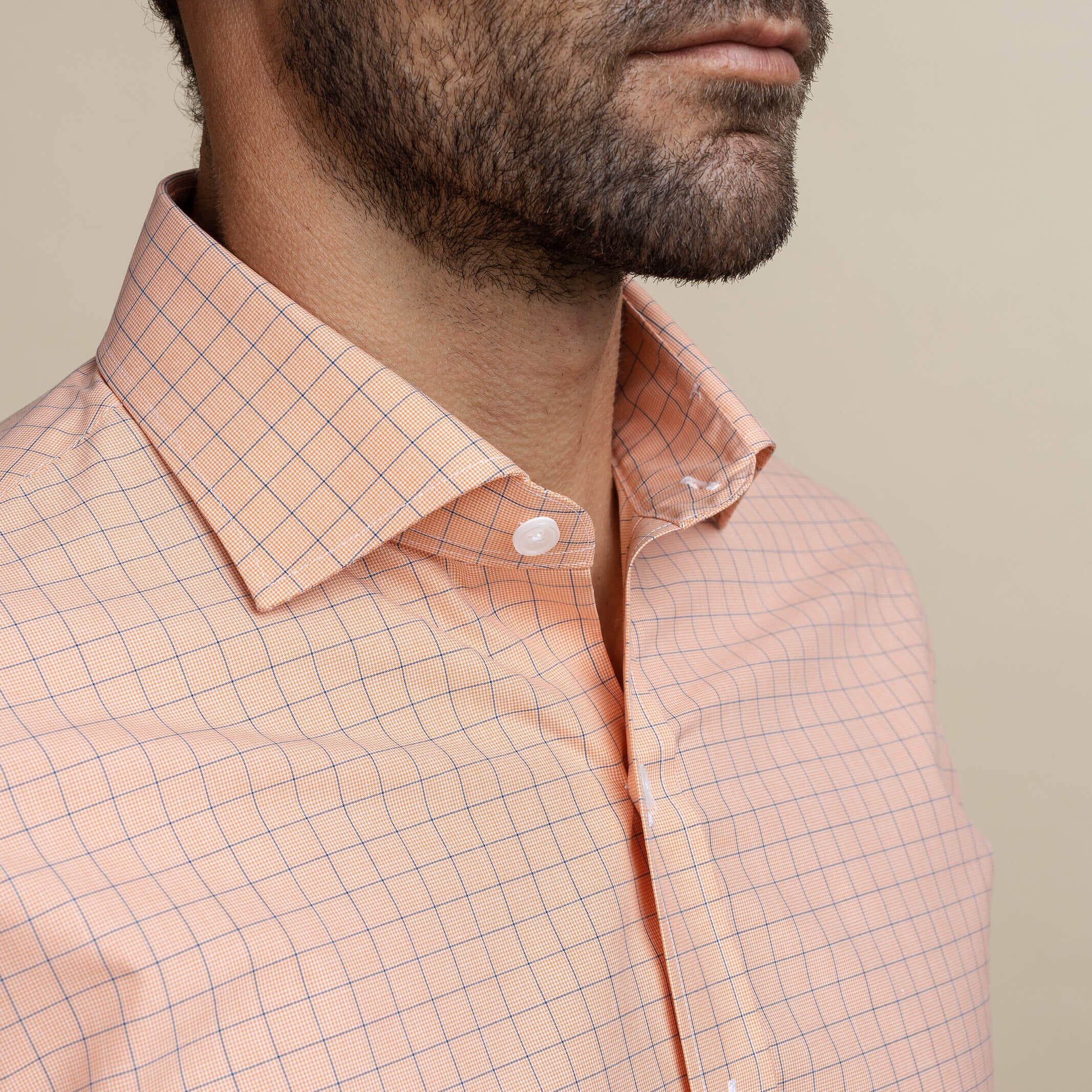 The Orange Clarendon Check Custom Shirt Custom Dress Shirt- Ledbury