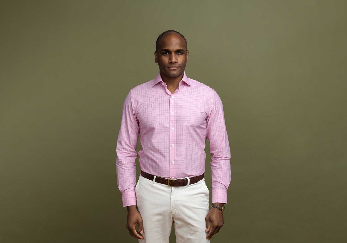The Pink Clarendon Check Custom Shirt Custom Dress Shirt- Ledbury