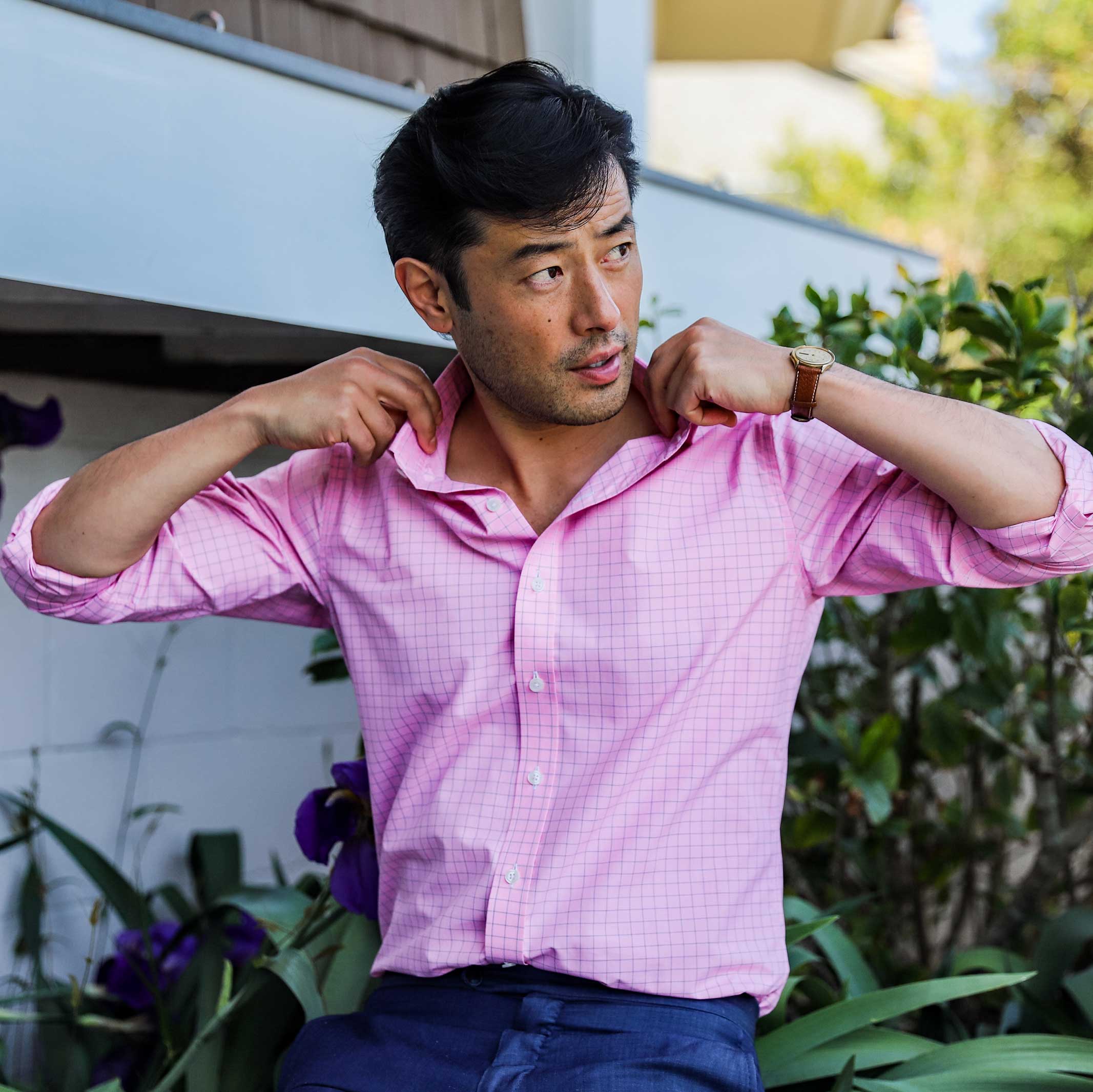 The Pink Clarendon Check Custom Shirt Custom Dress Shirt- Ledbury