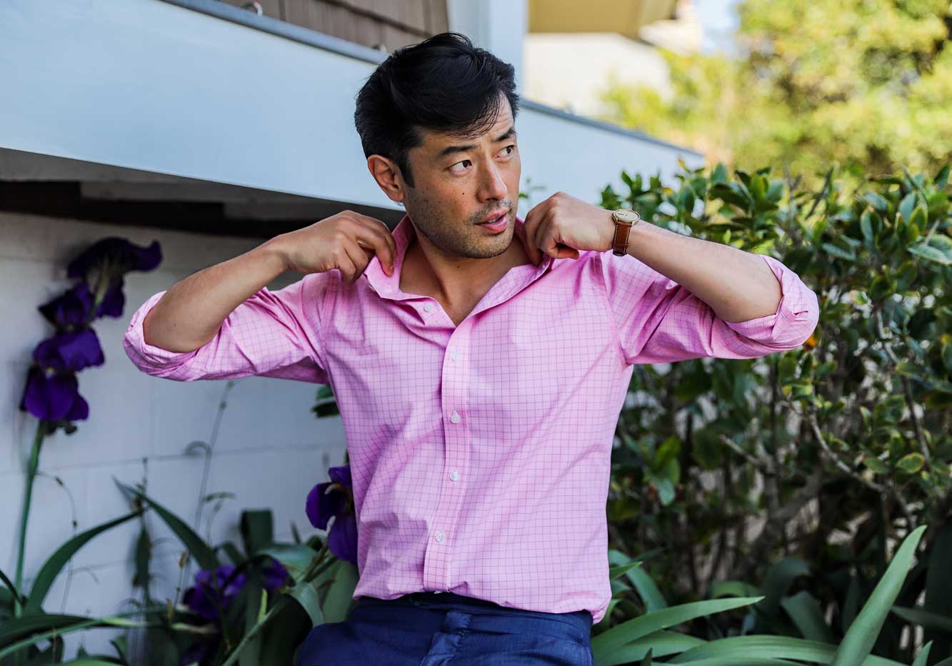 The Pink Clarendon Check Custom Shirt Custom Dress Shirt- Ledbury