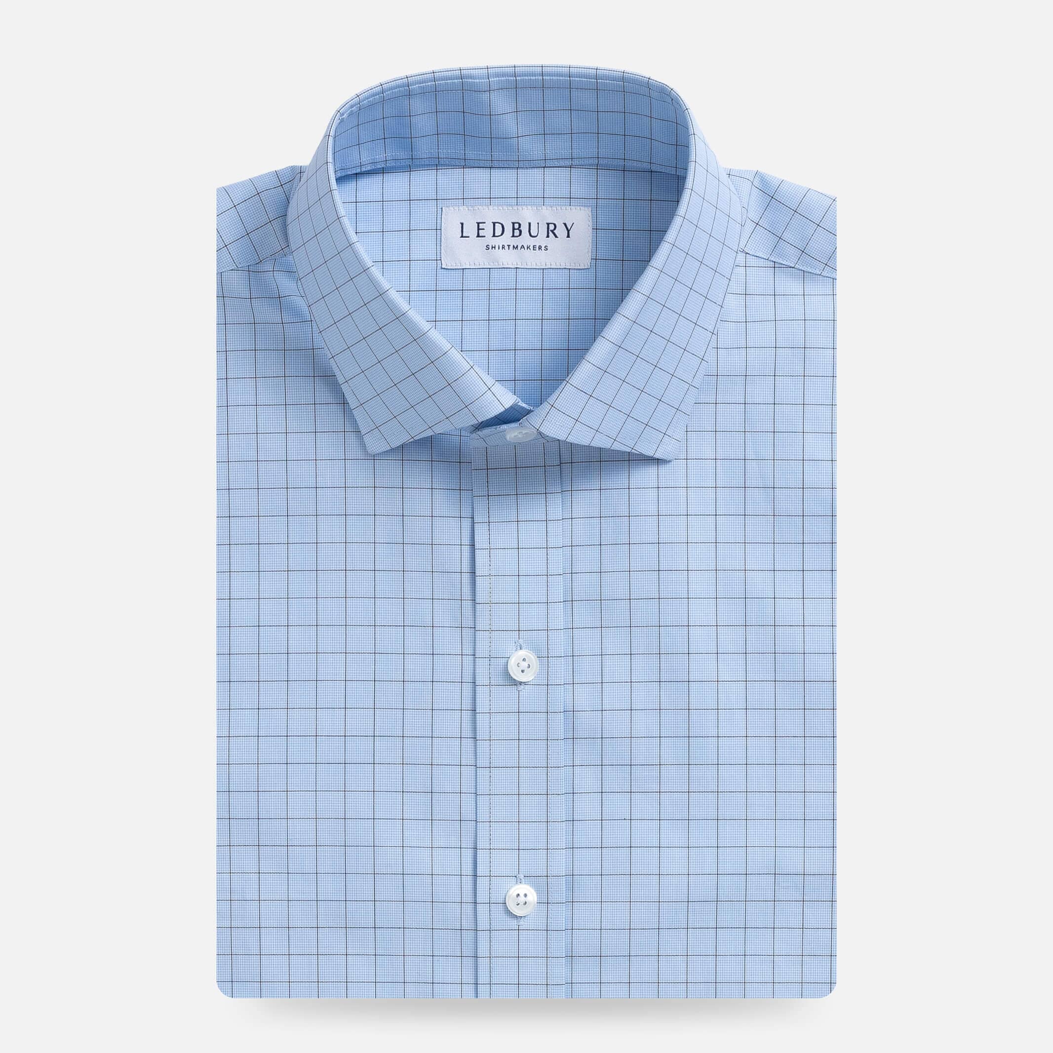 The Light Blue Clarendon Check Custom Shirt Custom Dress Shirt- Ledbury