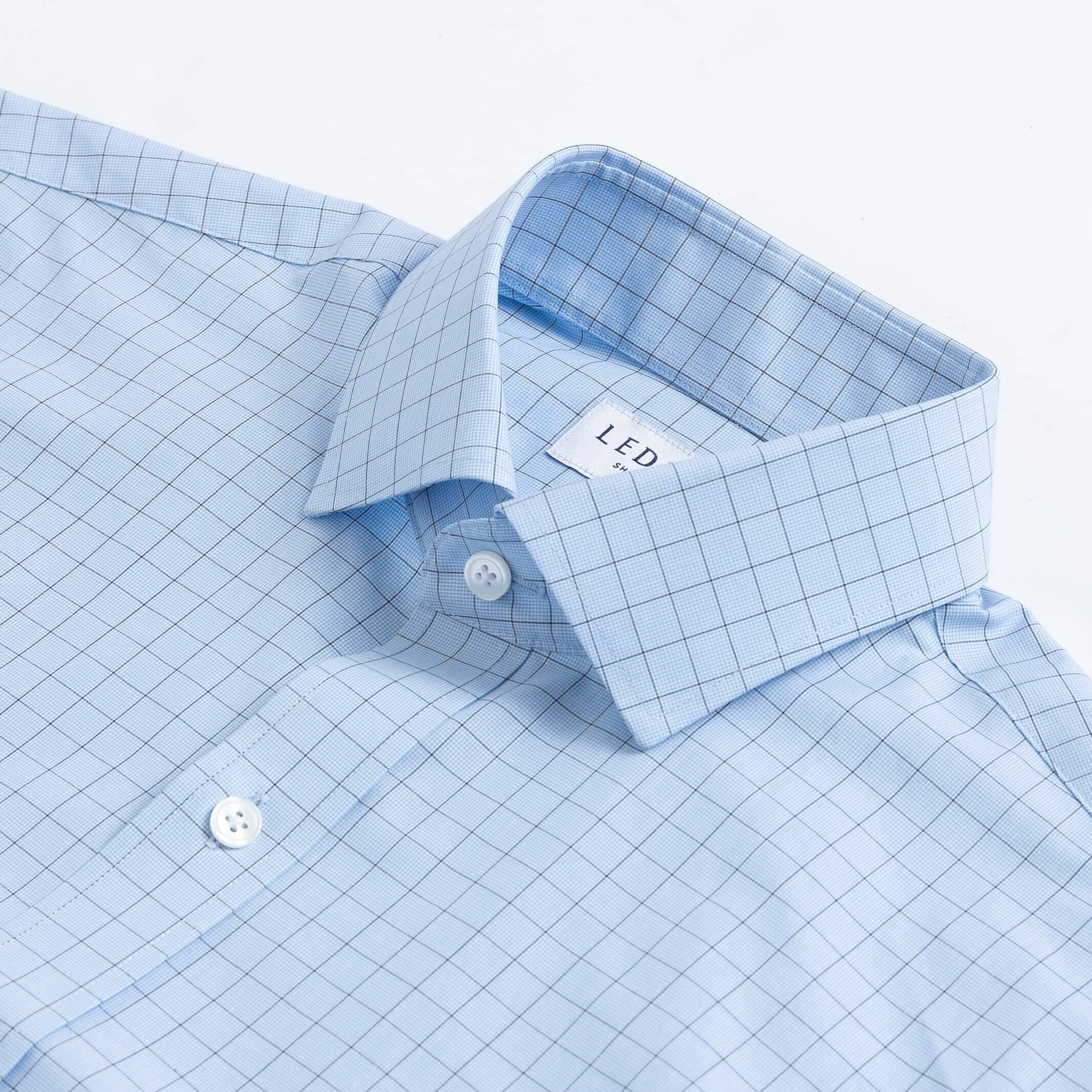 The Light Blue Clarendon Check Custom Shirt Custom Dress Shirt- Ledbury