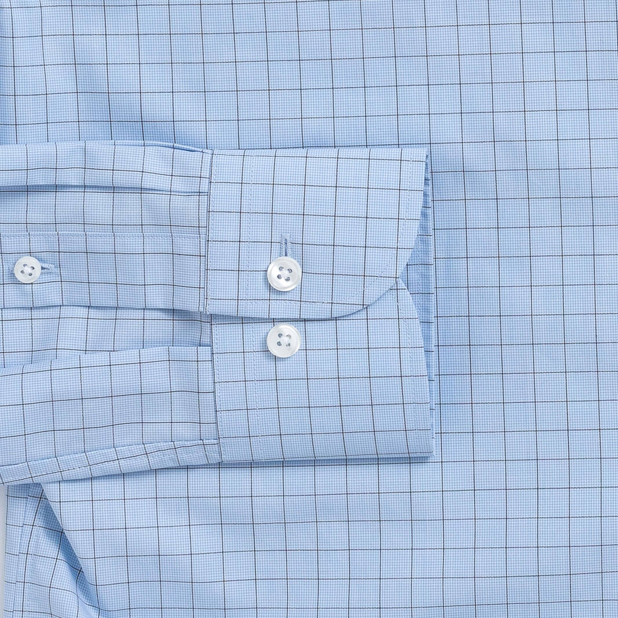 The Light Blue Clarendon Check Custom Shirt Custom Dress Shirt- Ledbury