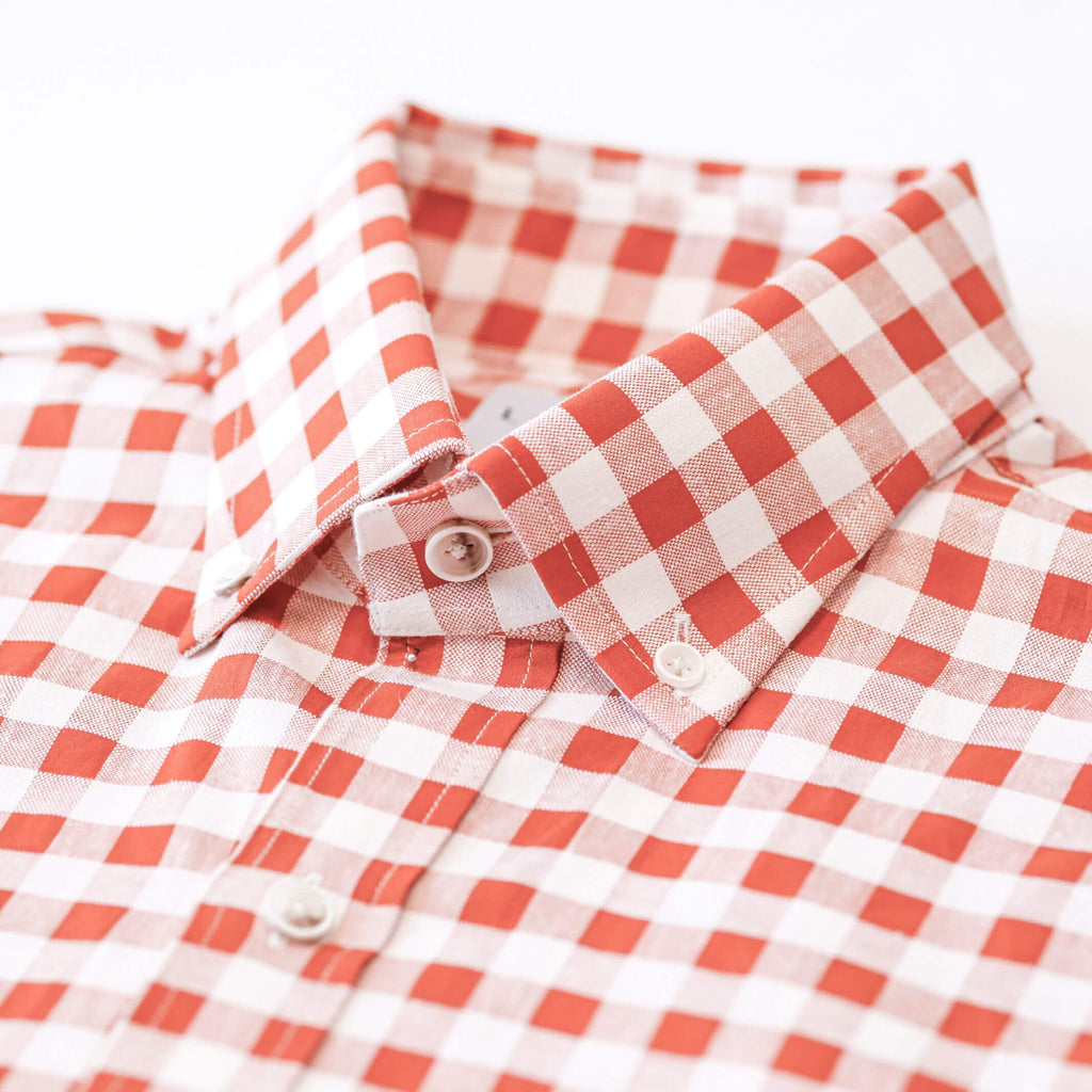 The Orange Coleman Cotton Linen Gingham Custom Shirt Custom Casual Shirt- Ledbury