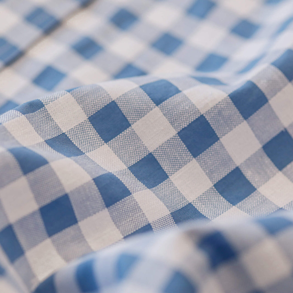 The Blue Coleman Cotton Linen Gingham Custom Shirt Custom Casual Shirt- Ledbury