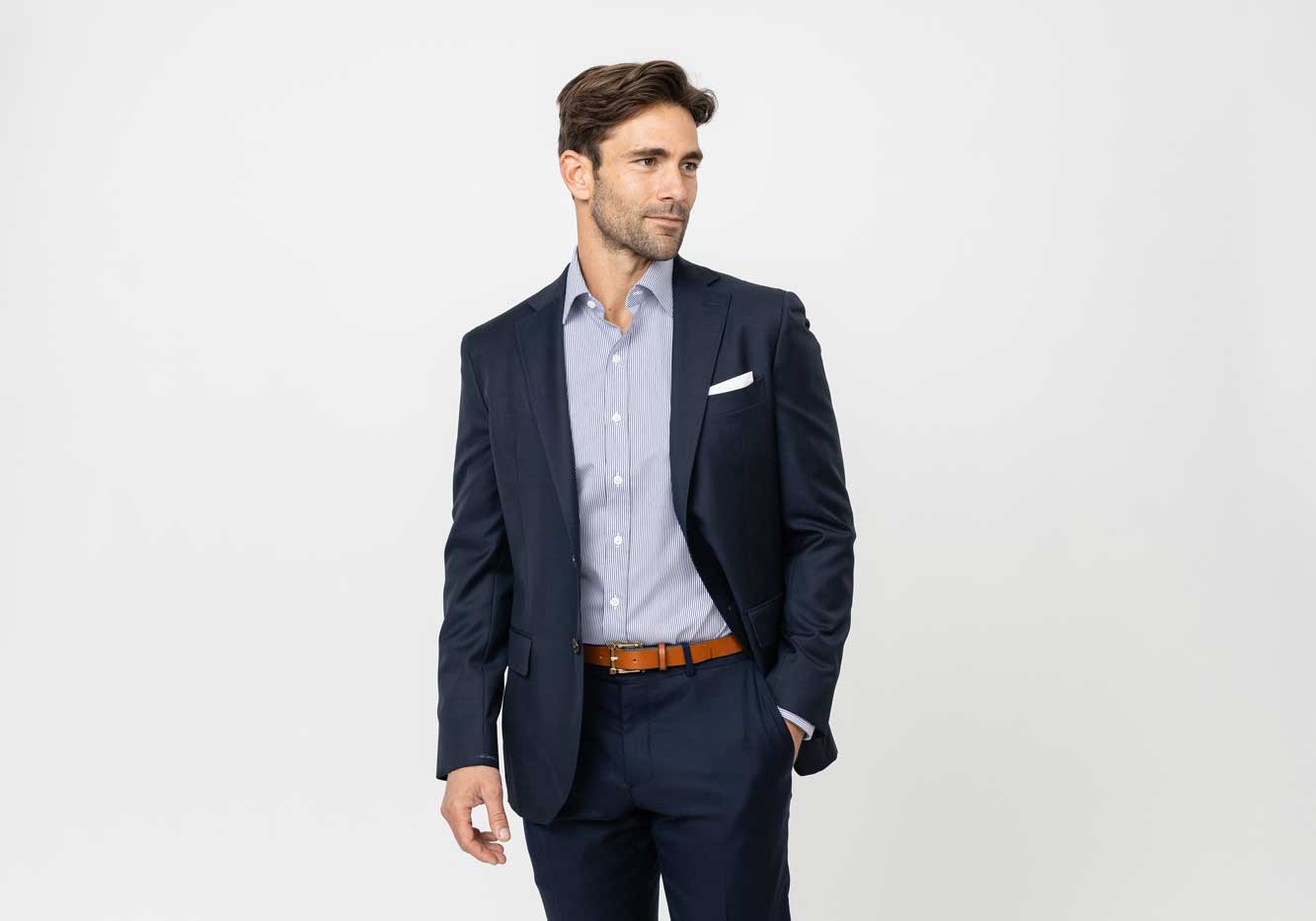 The Dark Blue Grove Stripe Custom Shirt Custom Dress Shirt- Ledbury