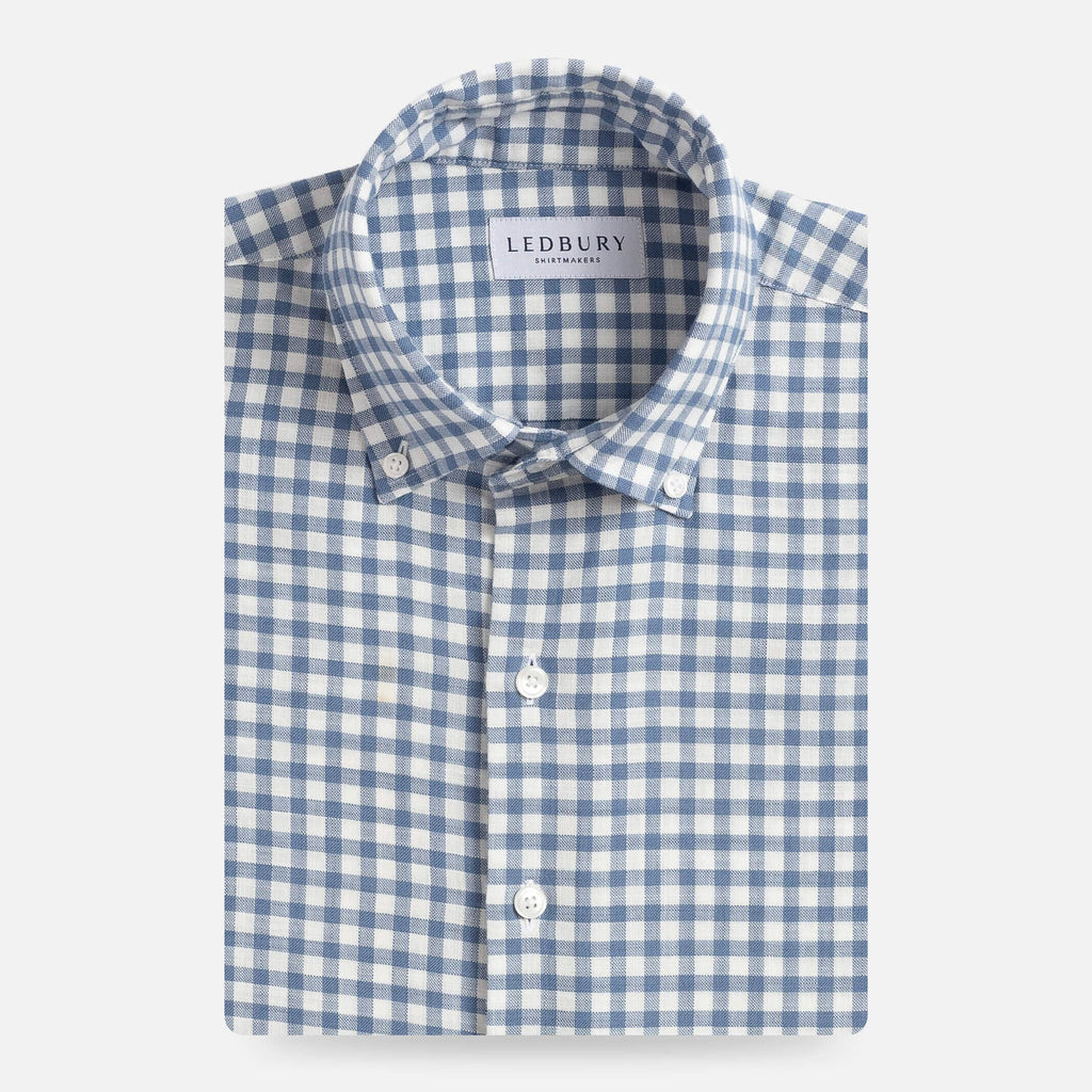 The Light Blue Farwell Gingham Custom Shirt Custom Casual Shirt- Ledbury