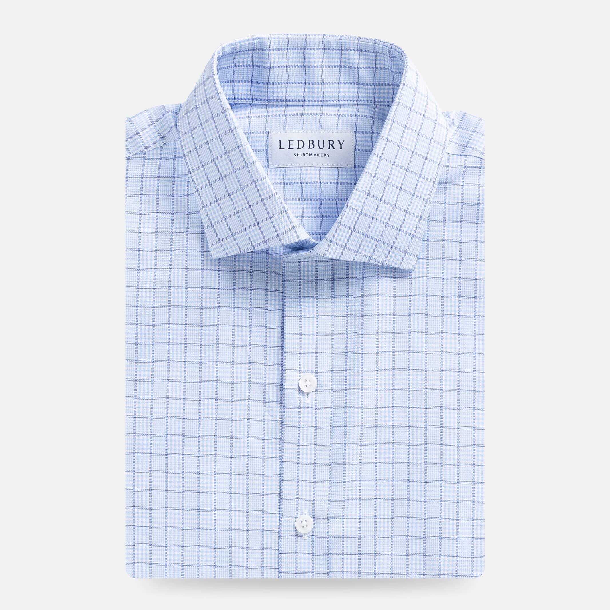 The Light Blue Thomas Mason Fritz Plaid Custom Shirt Custom Dress Shirt- Ledbury