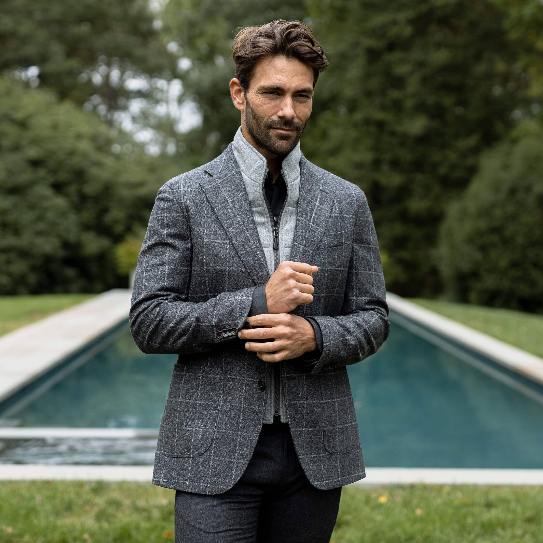 The Slate Garrison Windowpane Travel Jacket Sport Coat- Ledbury
