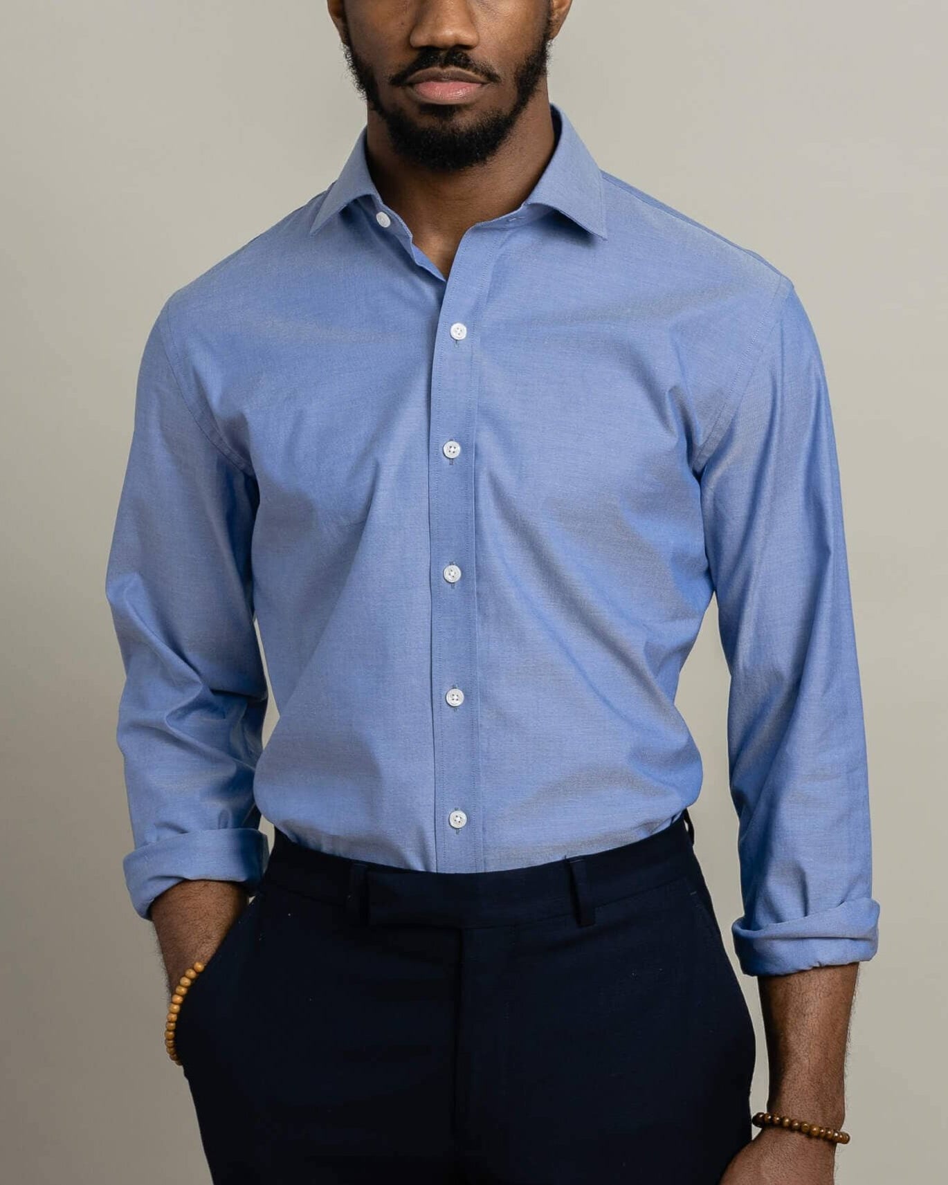 The Blue Harrison Pinpoint Oxford Custom Shirt Custom Dress Shirt- Ledbury