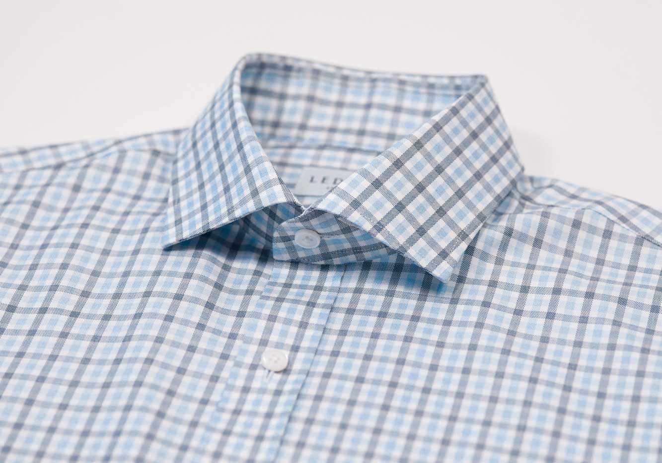 The Light Blue Huxley Tattersall Custom Shirt Custom Dress Shirt- Ledbury