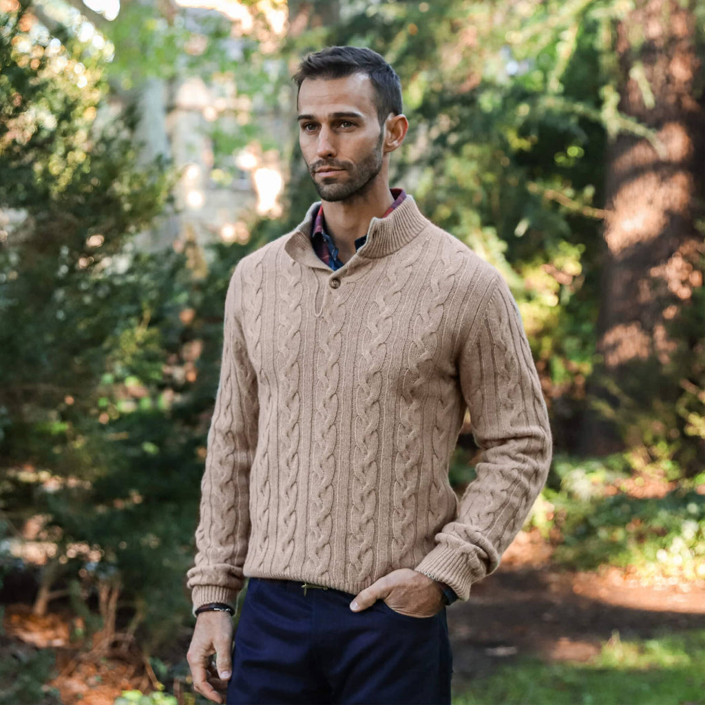 The Sable Jeffers Aran Mock Neck Sweater Sweater- Ledbury