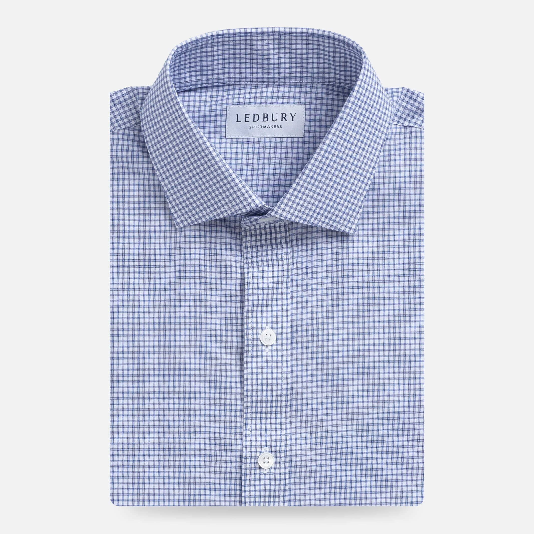 The Navy Kent Gingham Custom Shirt Custom Dress Shirt- Ledbury