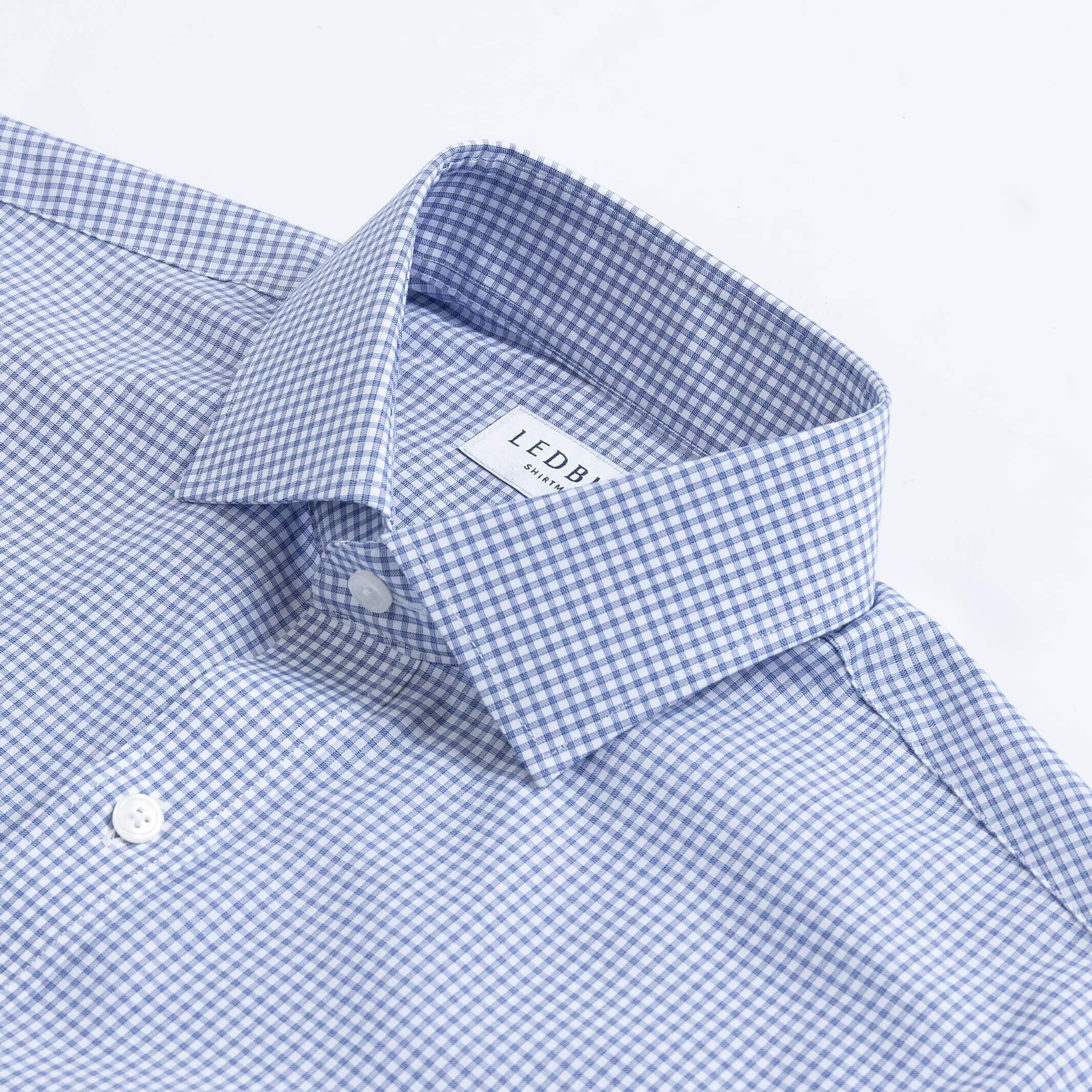 The Navy Kent Gingham Custom Shirt Custom Dress Shirt- Ledbury