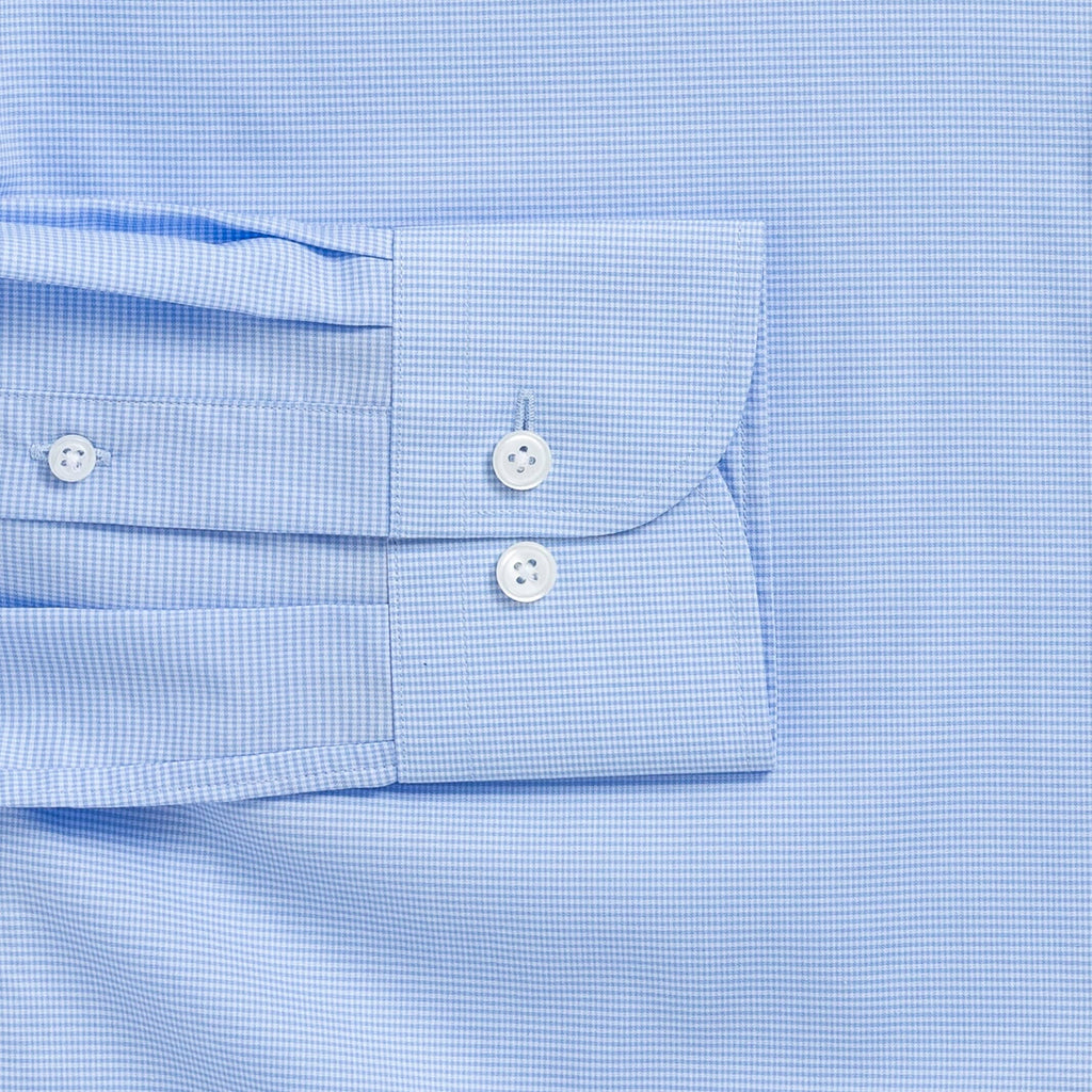 The Light Blue Kent Micro Gingham Custom Shirt Custom Dress Shirt- Ledbury