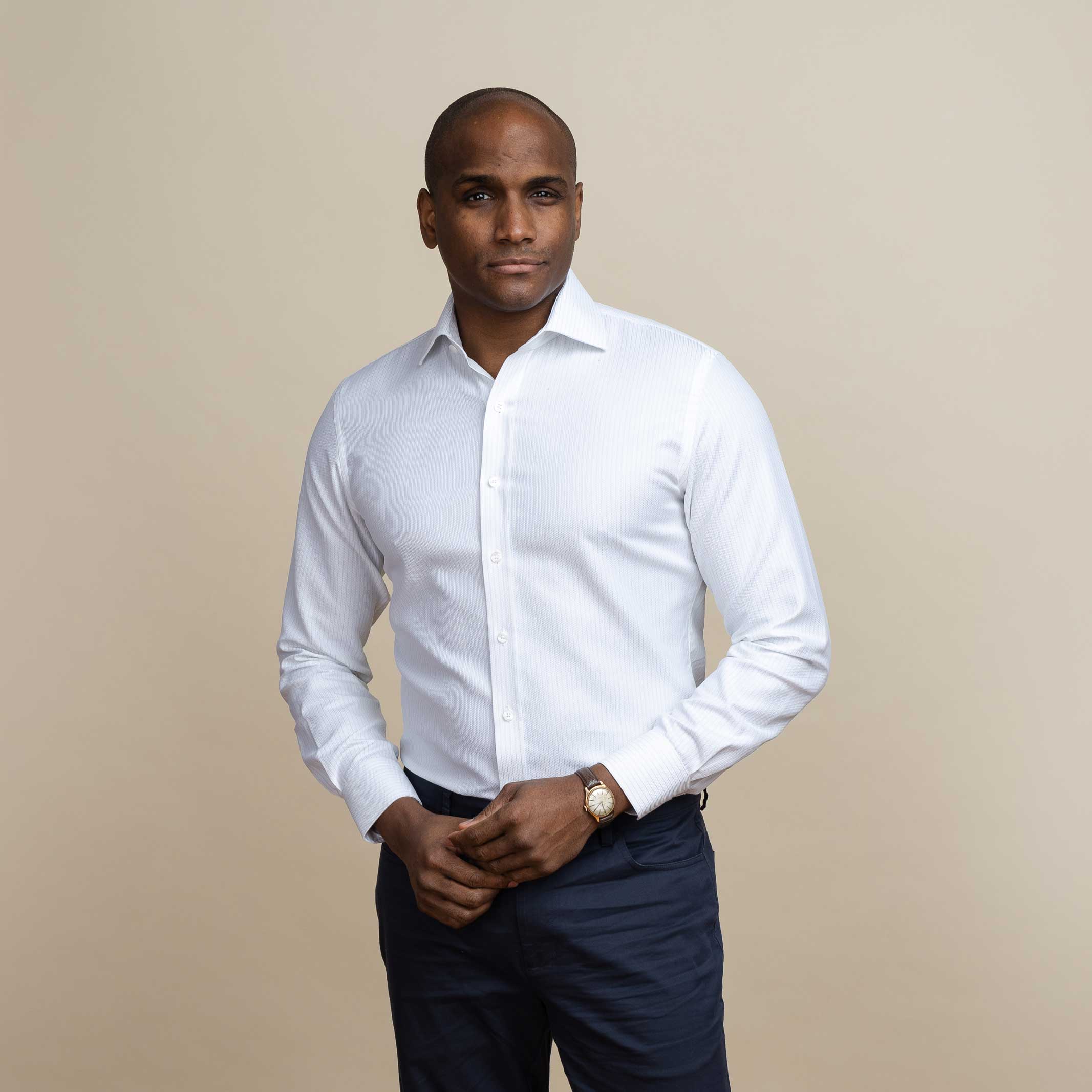 The Light Blue Lenox Sport Stripe Custom Shirt Custom Dress Shirt- Ledbury