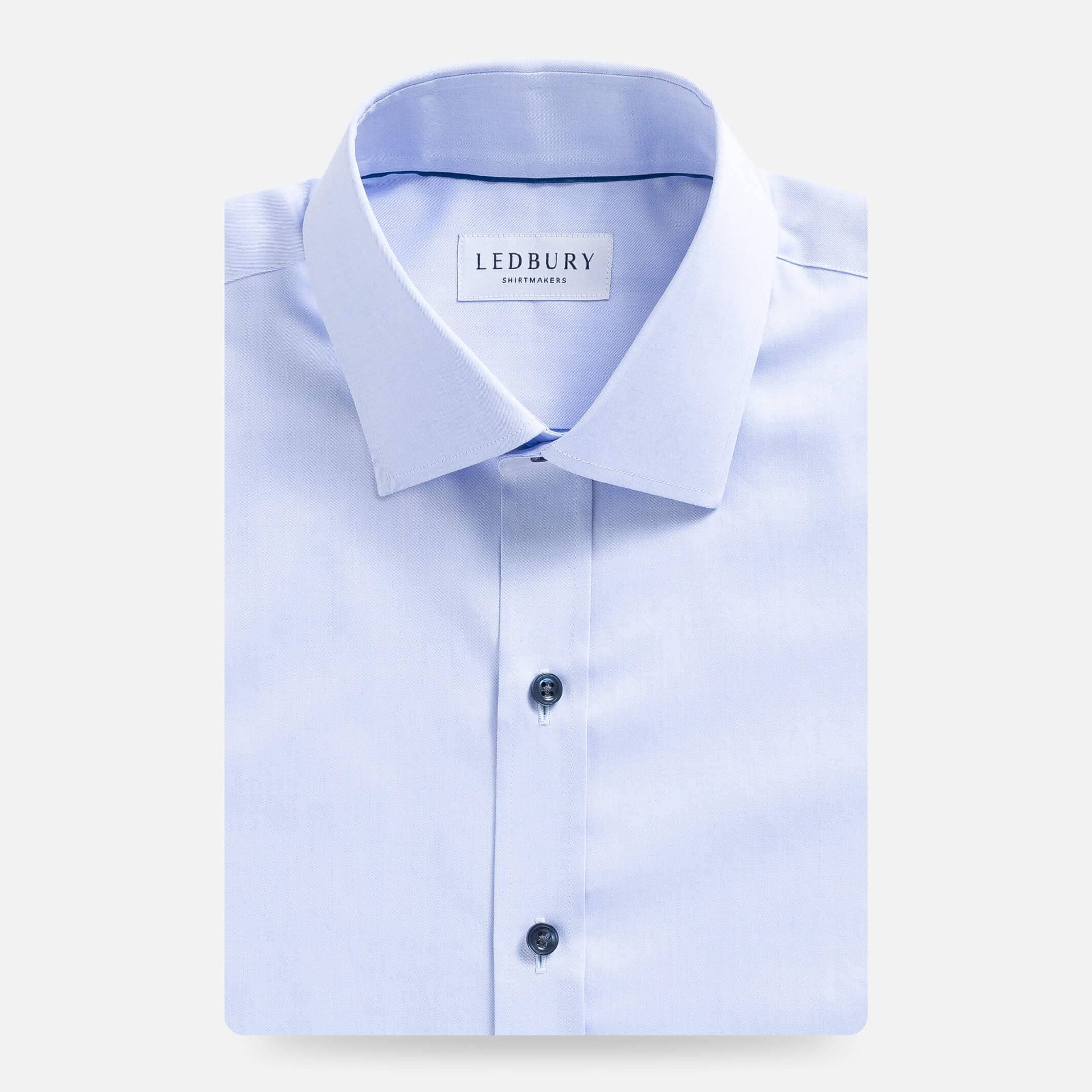 The Blue Madison Fine Twill with Navy Buttons Custom Shirt Custom Dress Shirt- Ledbury