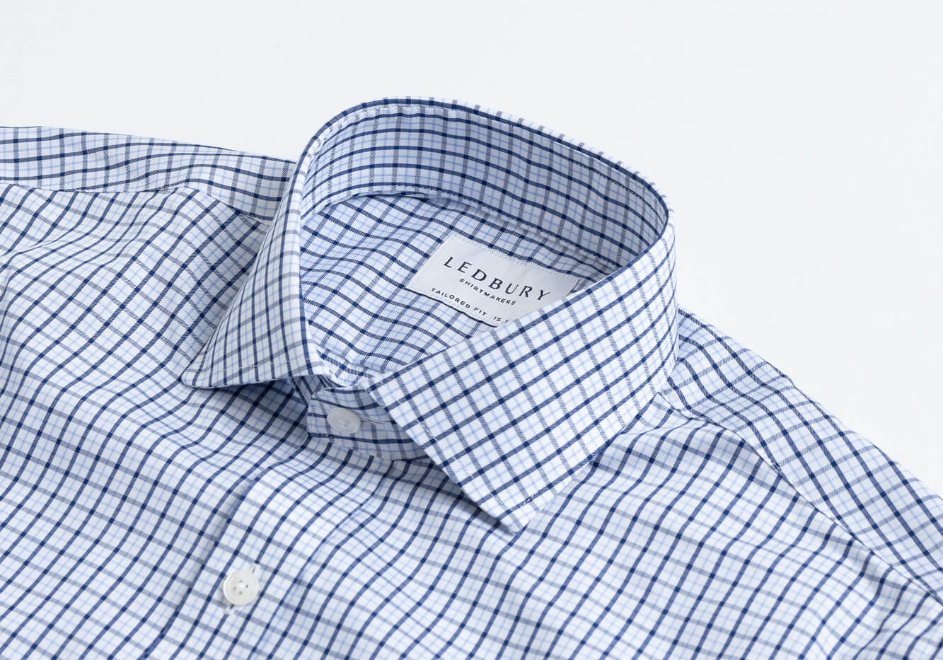 The Navy Ferris Non Iron Check Custom Shirt Custom Dress Shirt- Ledbury