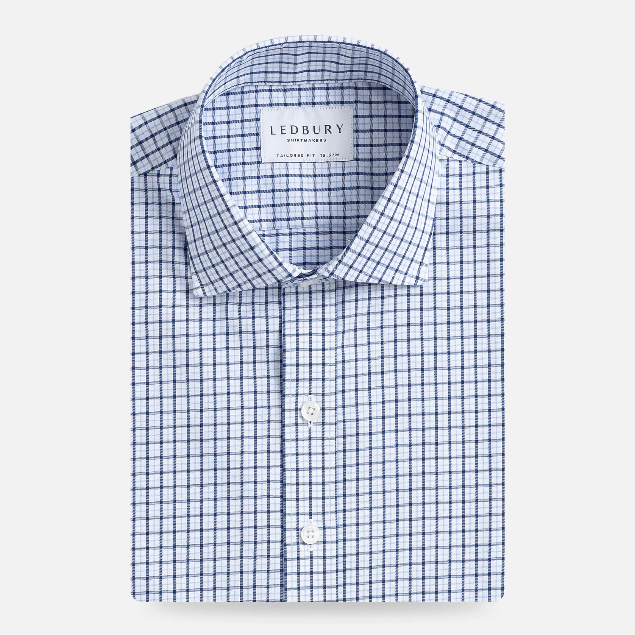 The Navy Ferris Non Iron Check Custom Shirt Custom Dress Shirt- Ledbury