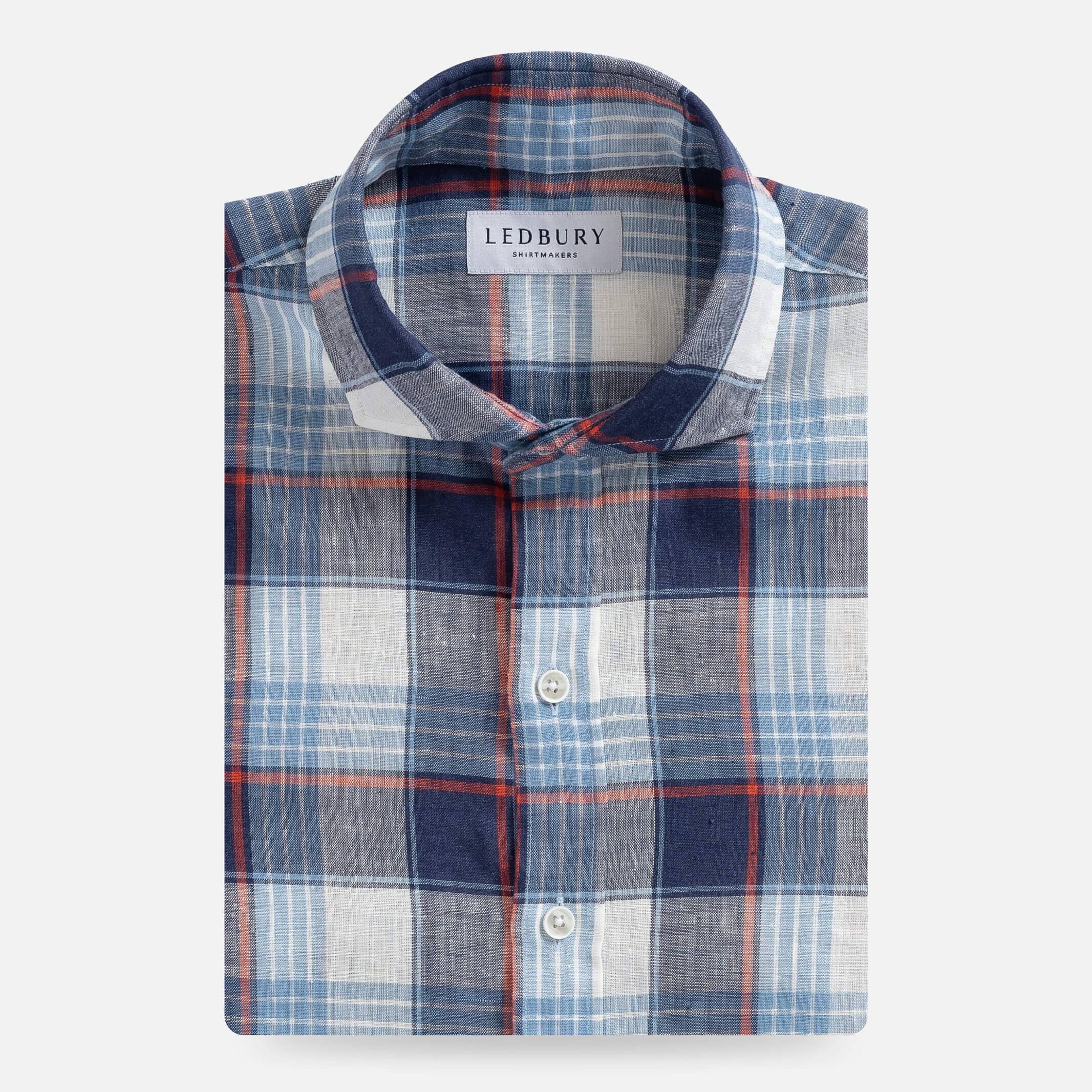 The Cadet Blue Okemo Plaid Linen Custom Shirt Custom Casual Shirt- Ledbury