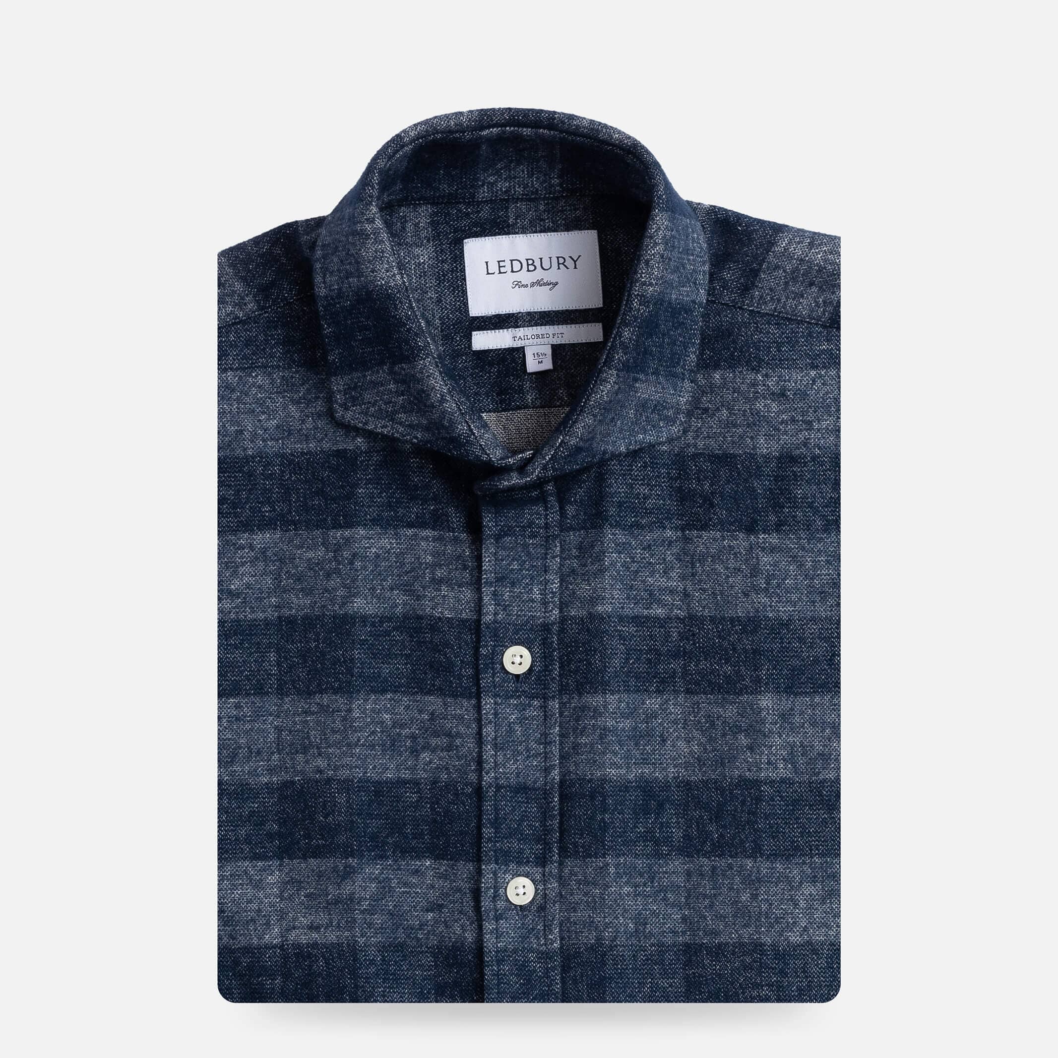 The Navy Randolph Flannel Custom Shirt Custom Casual Shirt- Ledbury