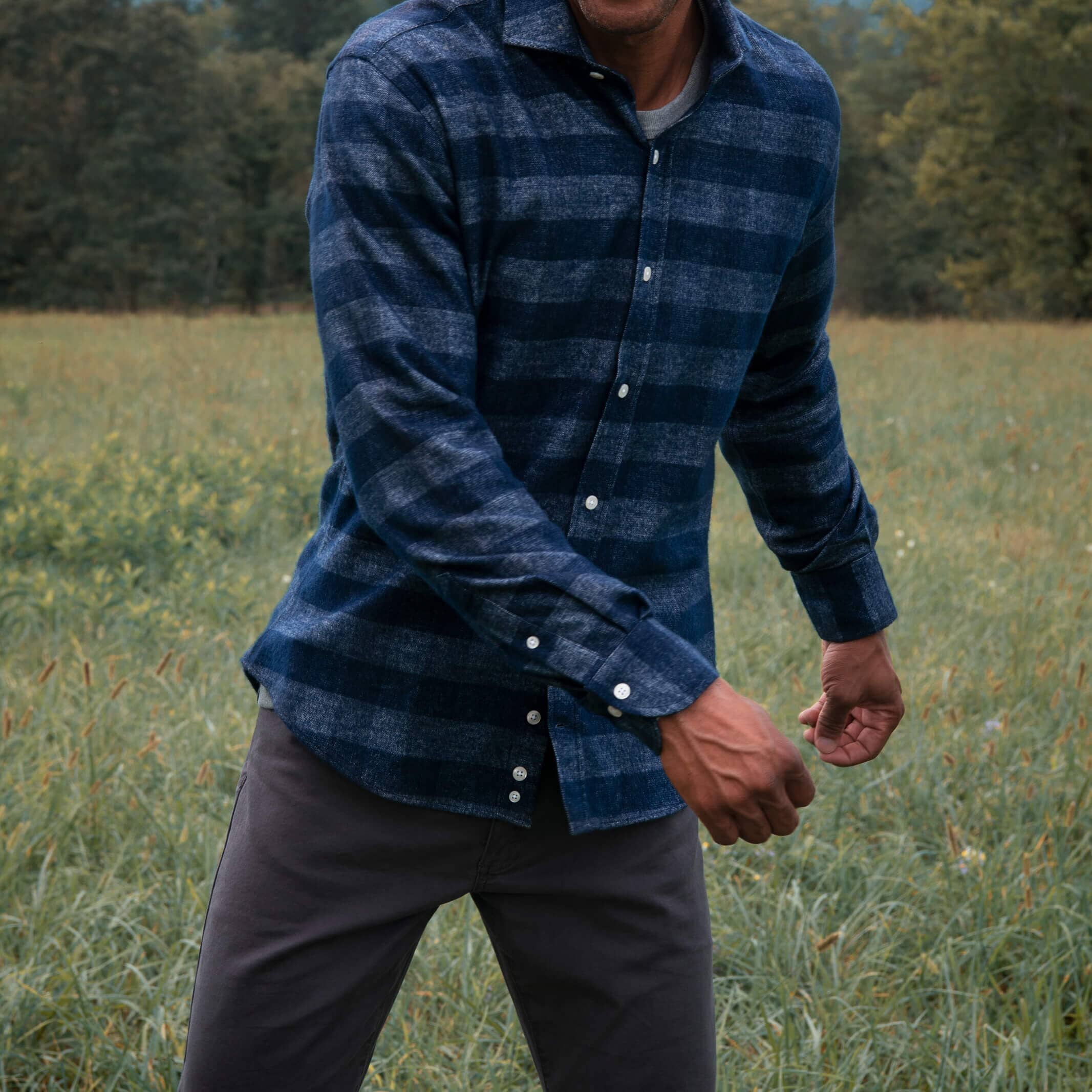 The Navy Randolph Flannel Custom Shirt Custom Casual Shirt- Ledbury