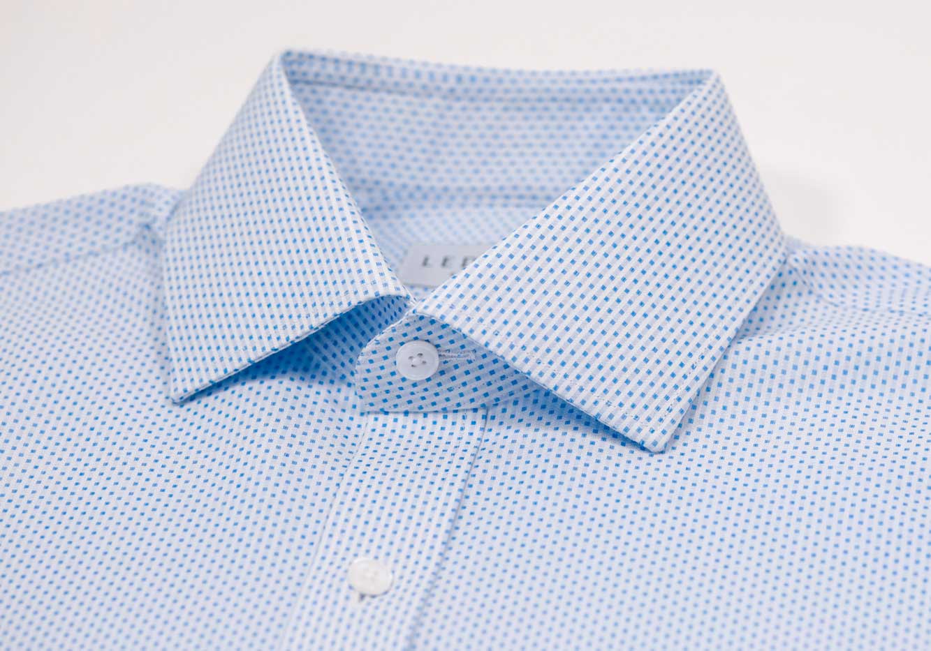 The Light Blue Richlee Dobby Dot Custom Shirt Custom Dress Shirt- Ledbury