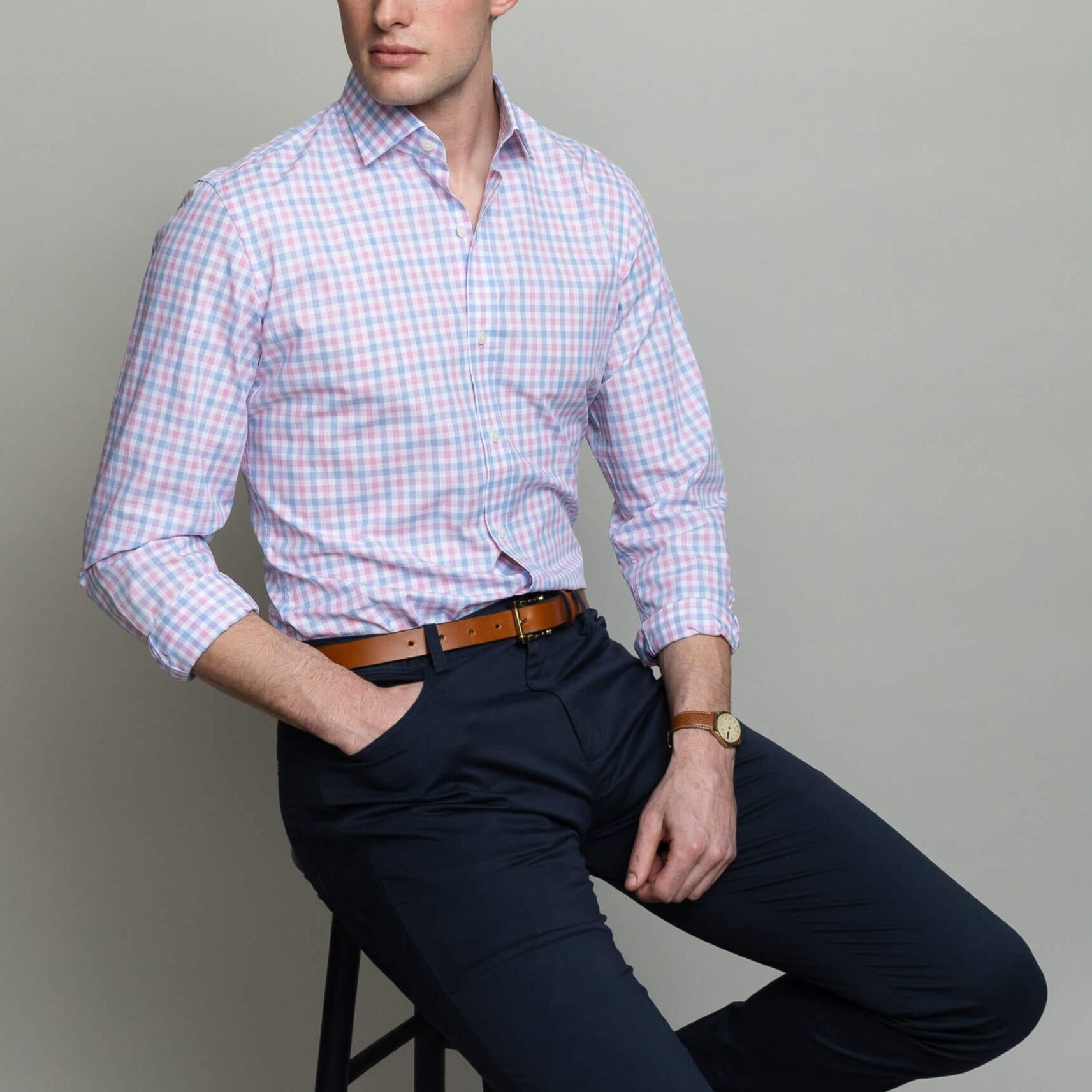 The Pink Rollins Plaid Custom Shirt Custom Dress Shirt- Ledbury