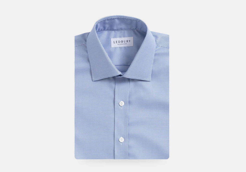 The Deep Blue Rourke Non Iron Houndstooth Custom Shirt with Pocket Custom Shirt- Ledbury