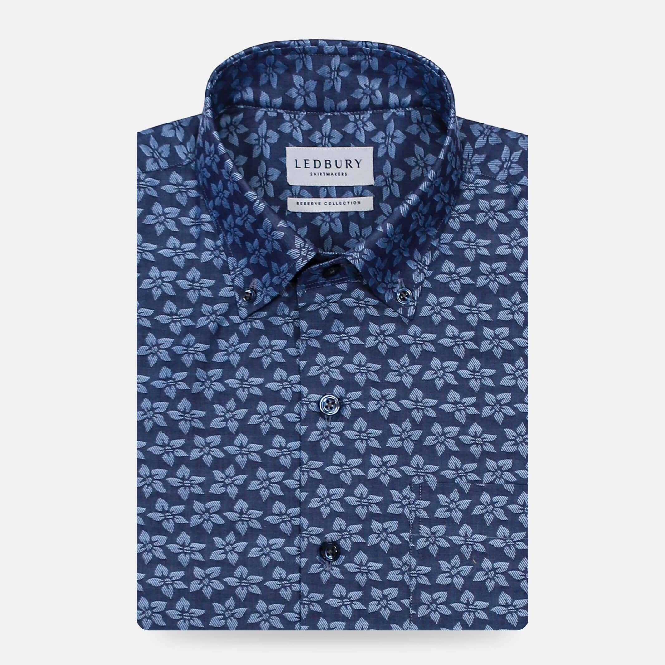 The Navy Short Sleeve Elliot Print Custom Shirt Custom Short Sleeve Shirt- Ledbury