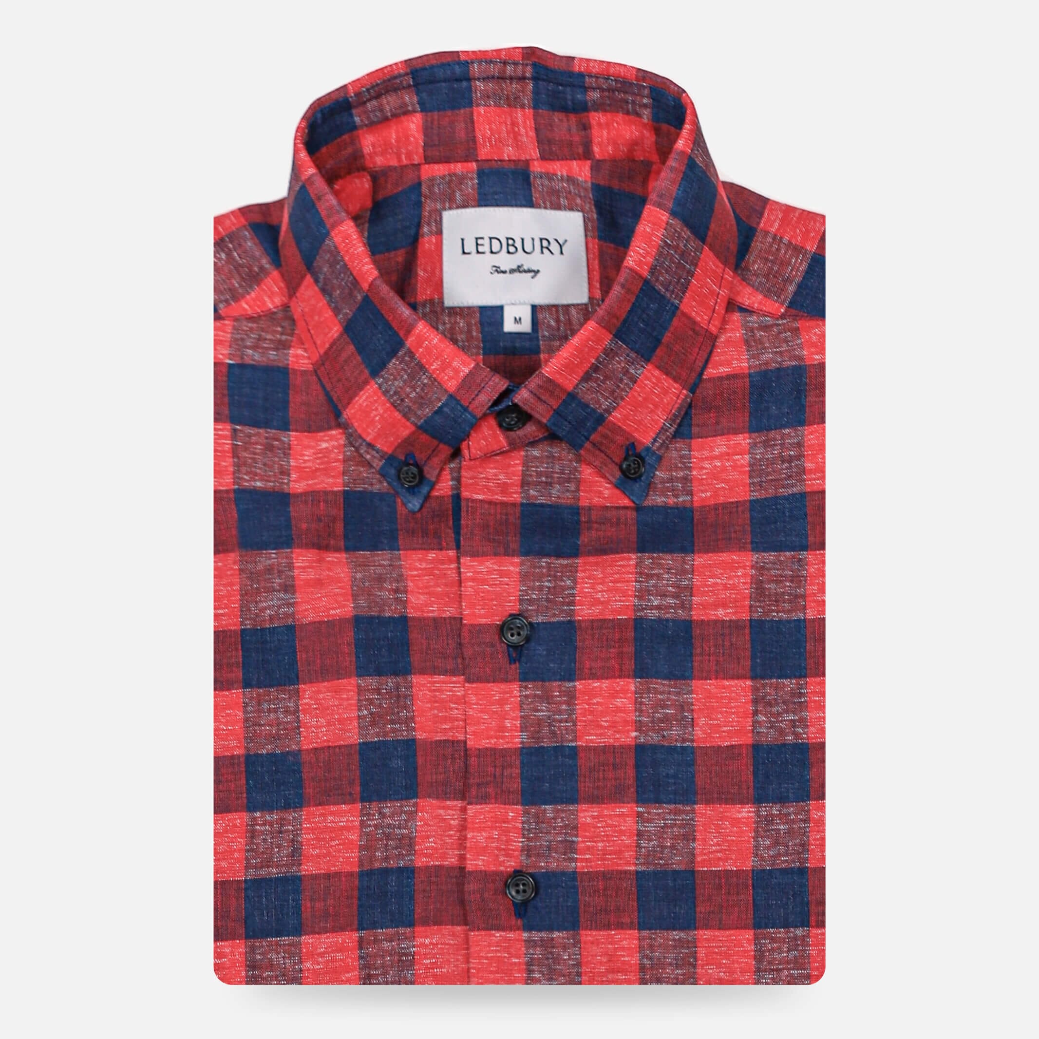 The Red Short Sleeve Frazier Linen Gingham Custom Shirt Custom Short Sleeve Shirt- Ledbury
