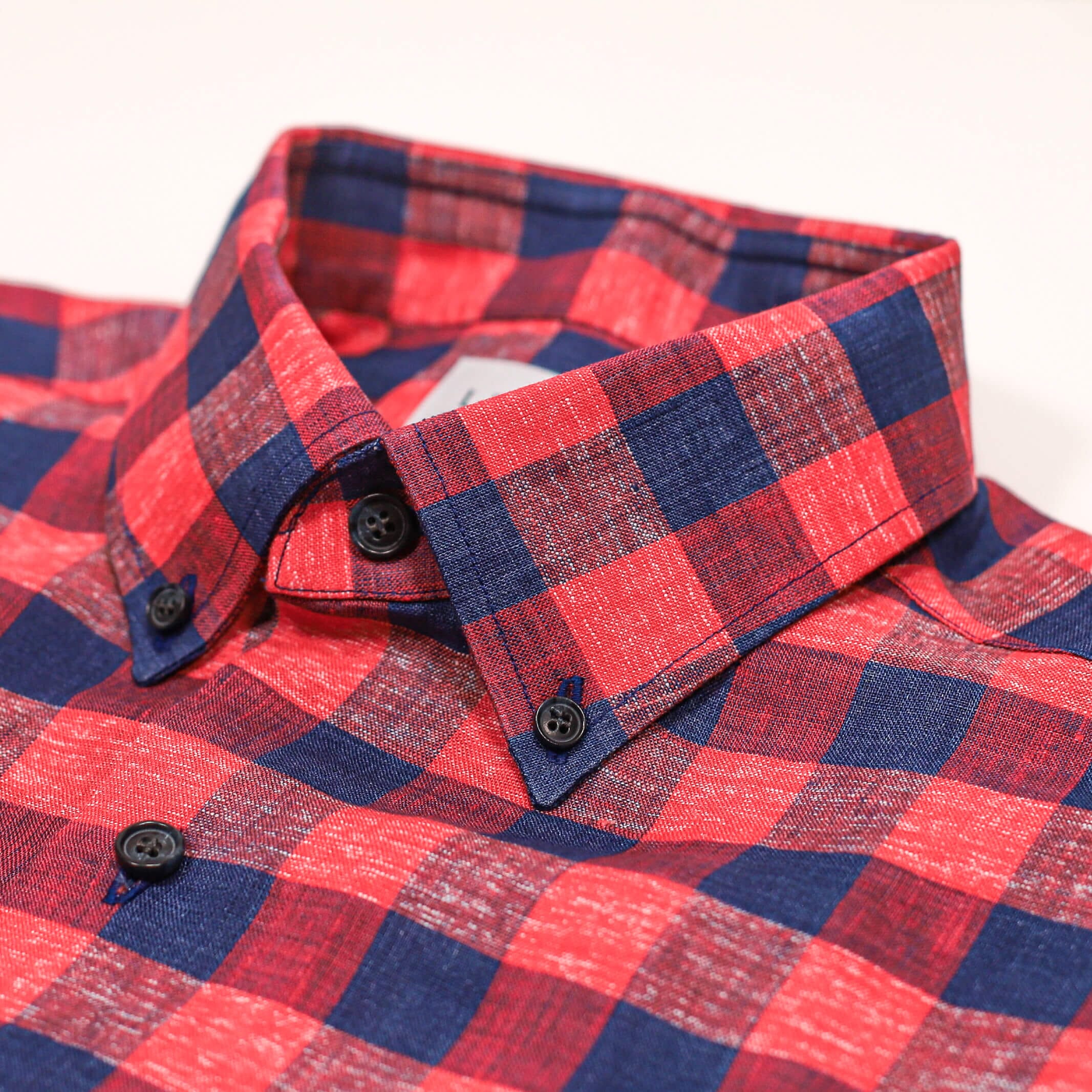The Red Short Sleeve Frazier Linen Gingham Custom Shirt Custom Short Sleeve Shirt- Ledbury