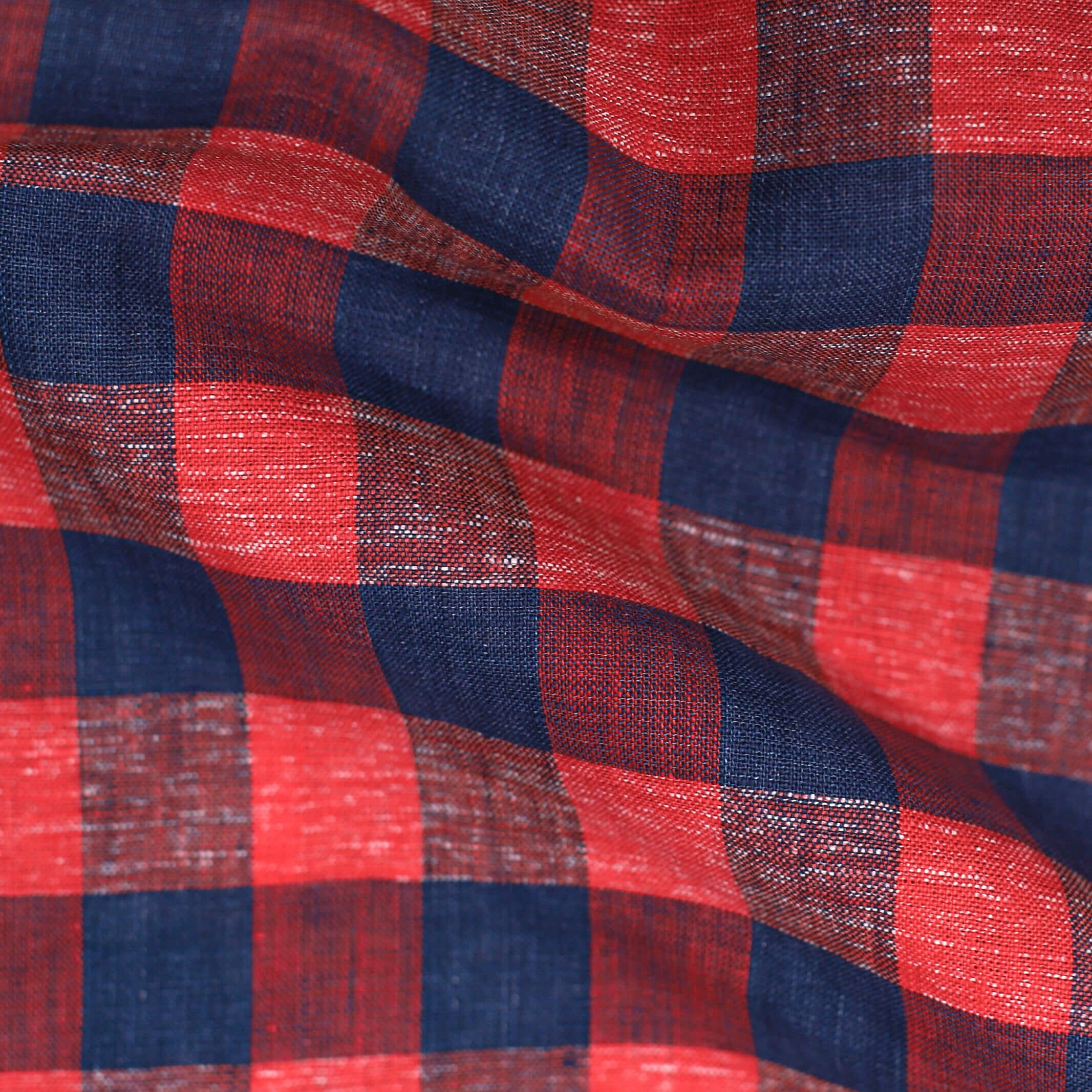 The Red Short Sleeve Frazier Linen Gingham Custom Shirt Custom Short Sleeve Shirt- Ledbury