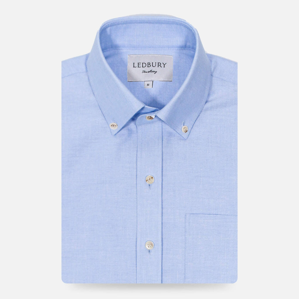The Light Blue Short Sleeve Mayfield Oxford Custom Shirt Custom Casual Shirt- Ledbury