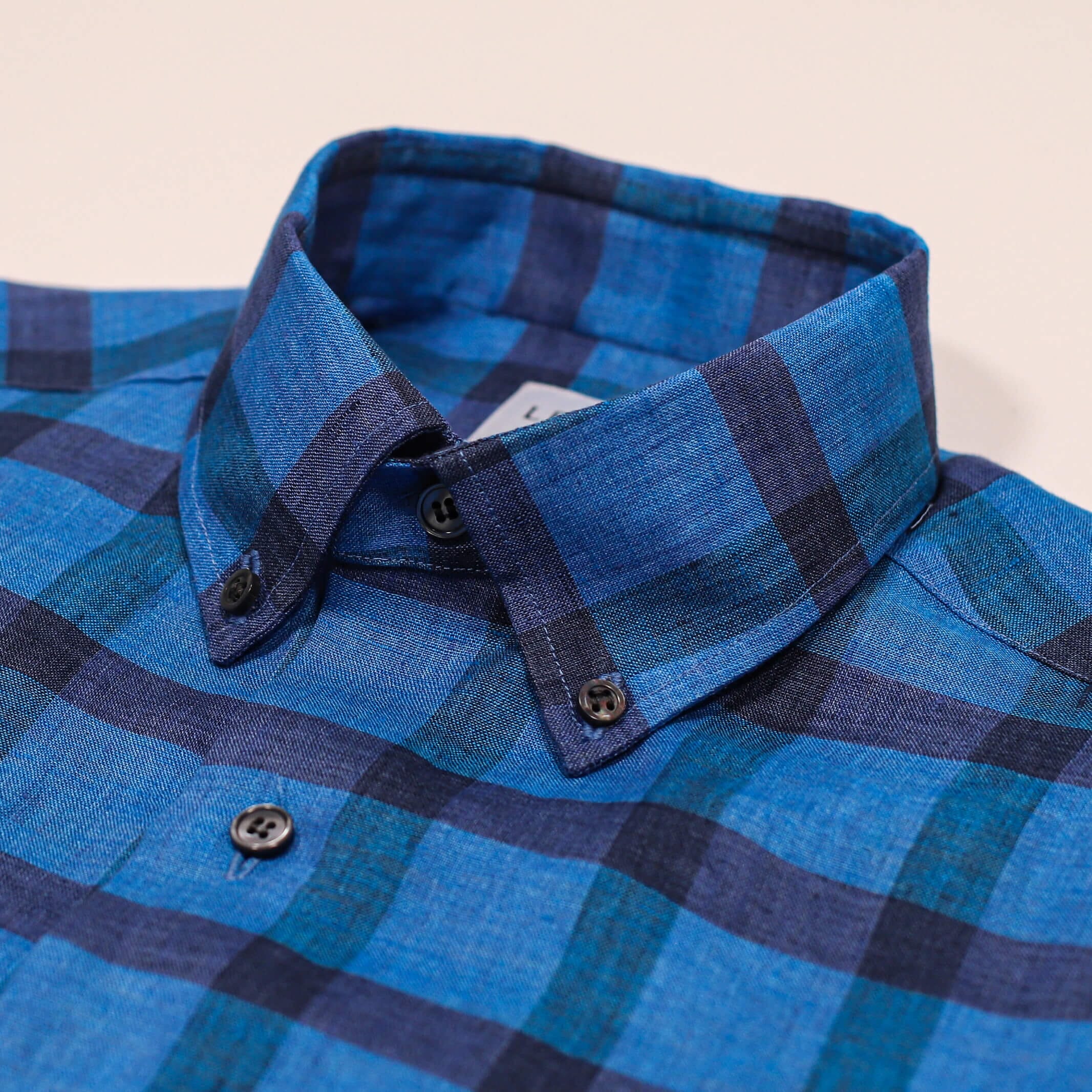 The Saphire Short Sleeve Reardon Linen Check Custom Shirt Custom Short Sleeve Shirt- Ledbury