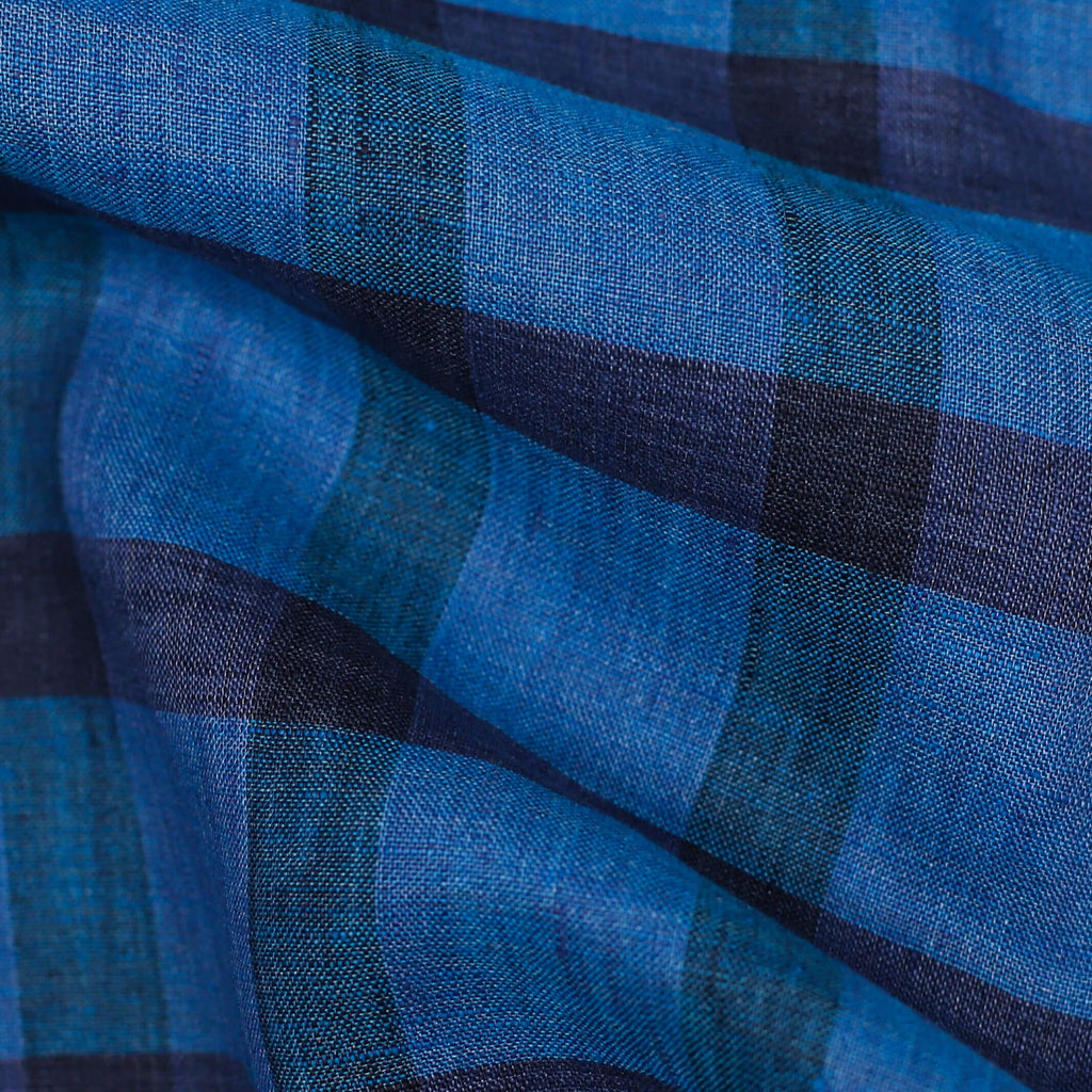 The Sapphire Short Sleeve Reardon Linen Check Custom Shirt Custom Casual Shirt- Ledbury