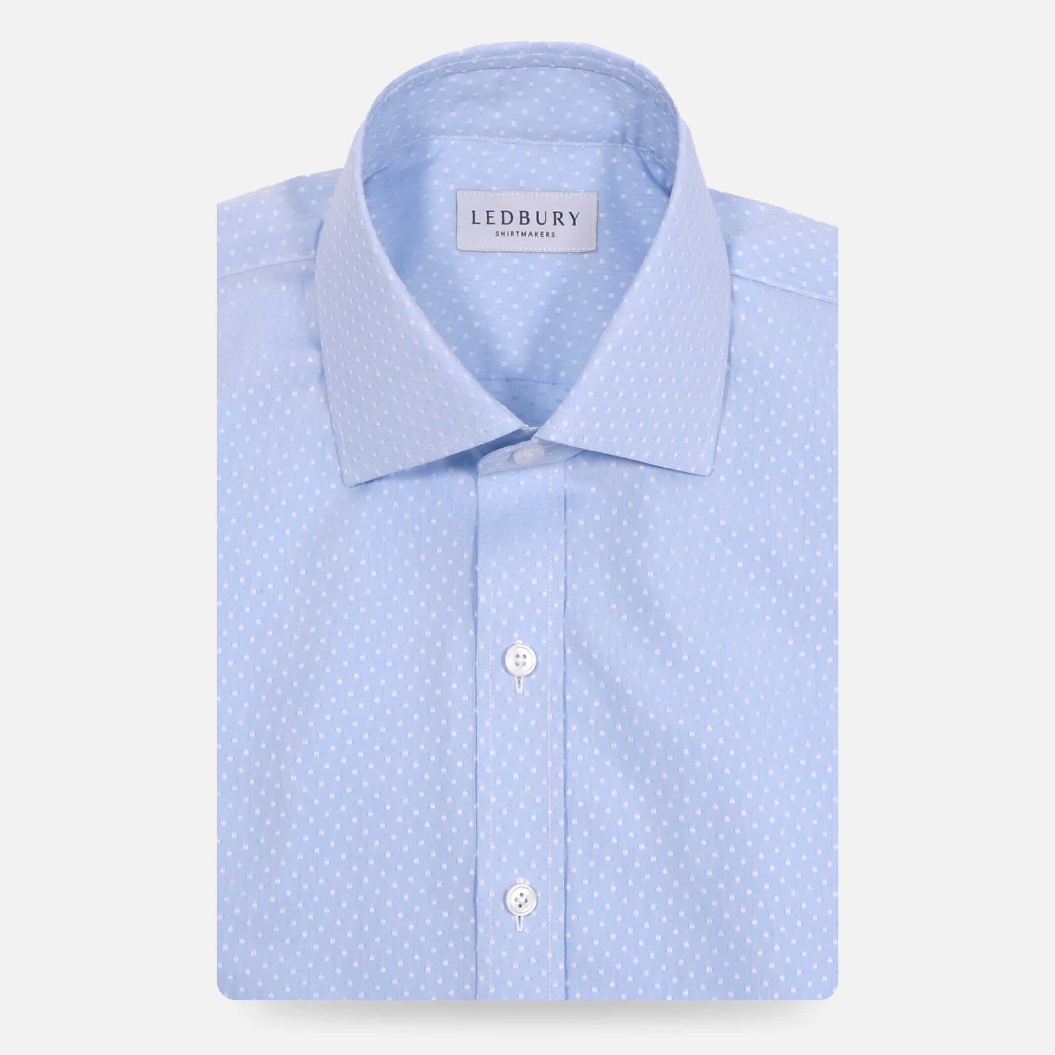 The Light Blue Talbott Jacquard Dot Custom Shirt Custom Dress Shirt- Ledbury