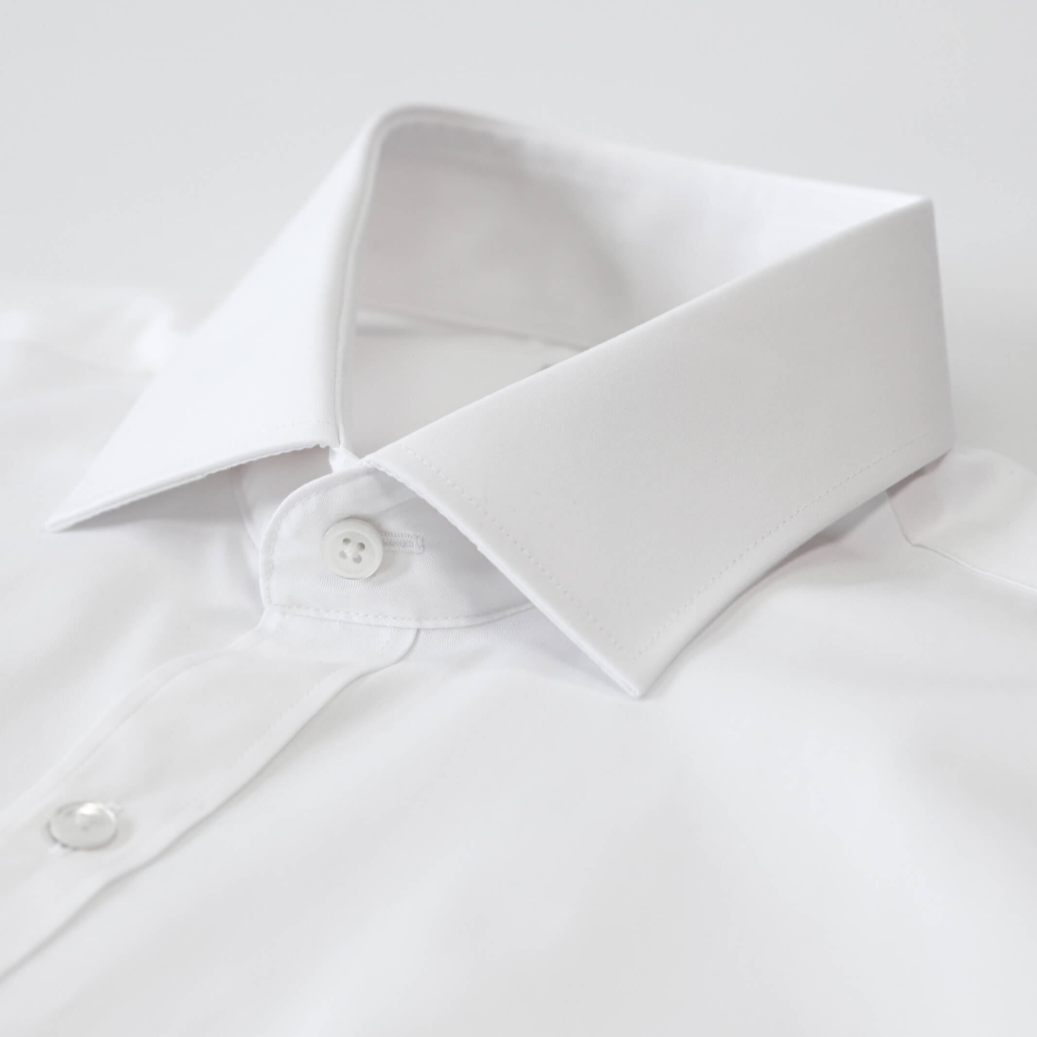 Custom fit dress shirt with wrinkle-resistant finish - guaranteed to fit perfectly