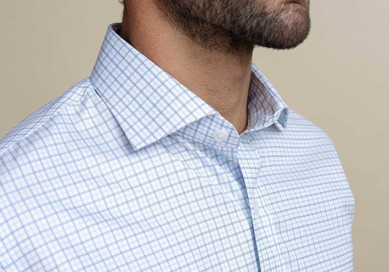 The Light Blue Wickham Tattersall Custom Shirt Custom Dress Shirt- Ledbury